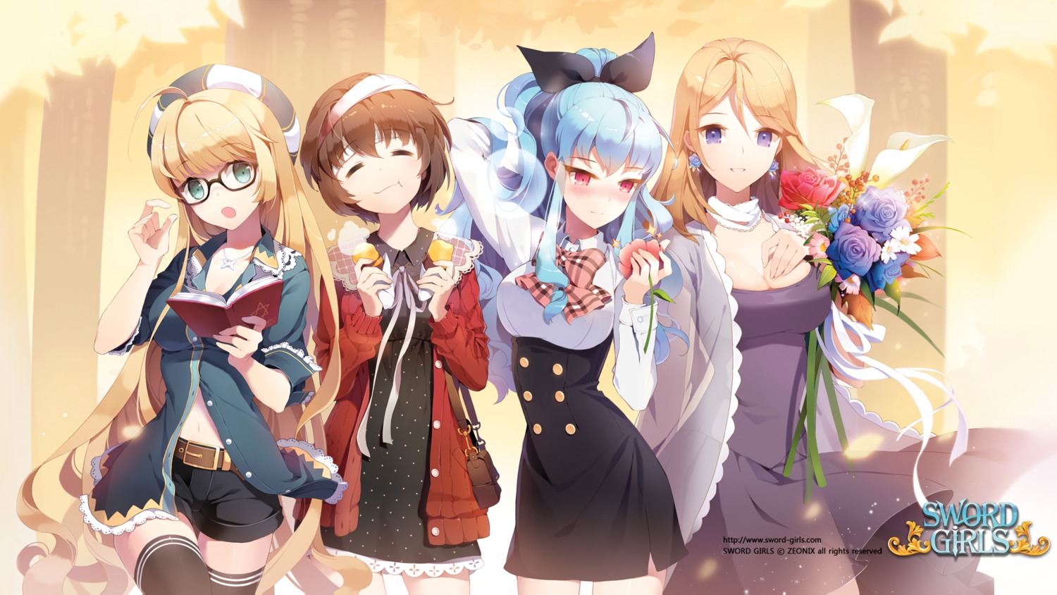 asmis_hara cleavage dress gilse helen_k_sync linus_falco megane rose_pacifica sword_girls thighhighs wallpaper