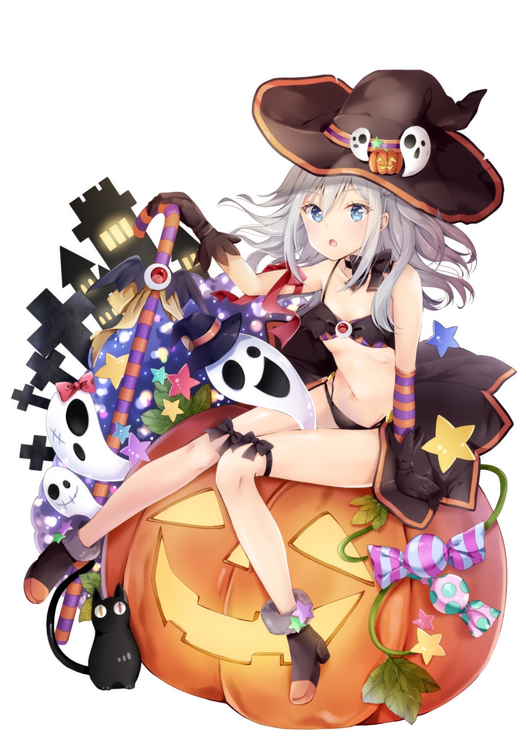 bra cleavage halloween heels neko pantsu witch yoshida_iyo