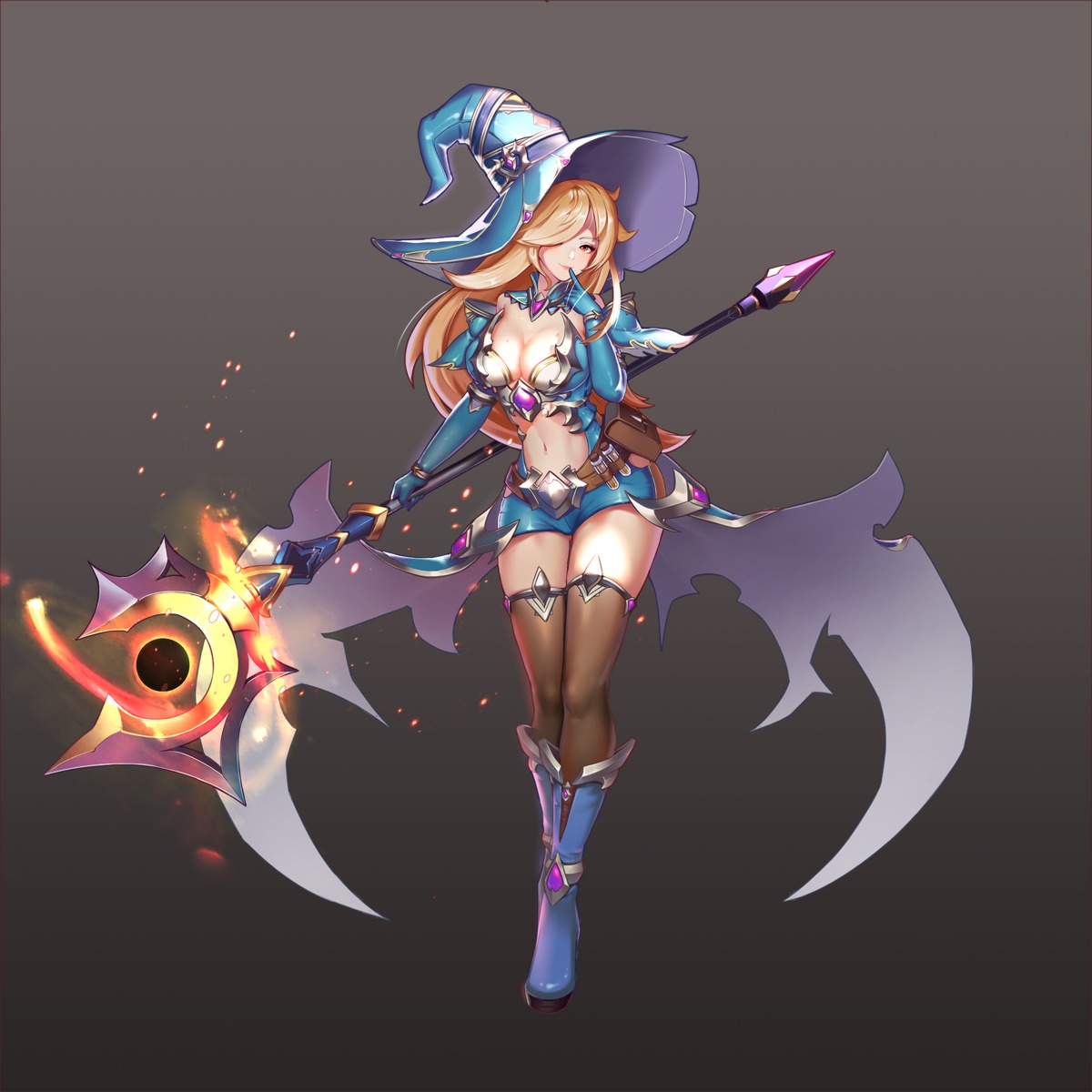 bikini_armor cleavage thighhighs tifaices weapon witch