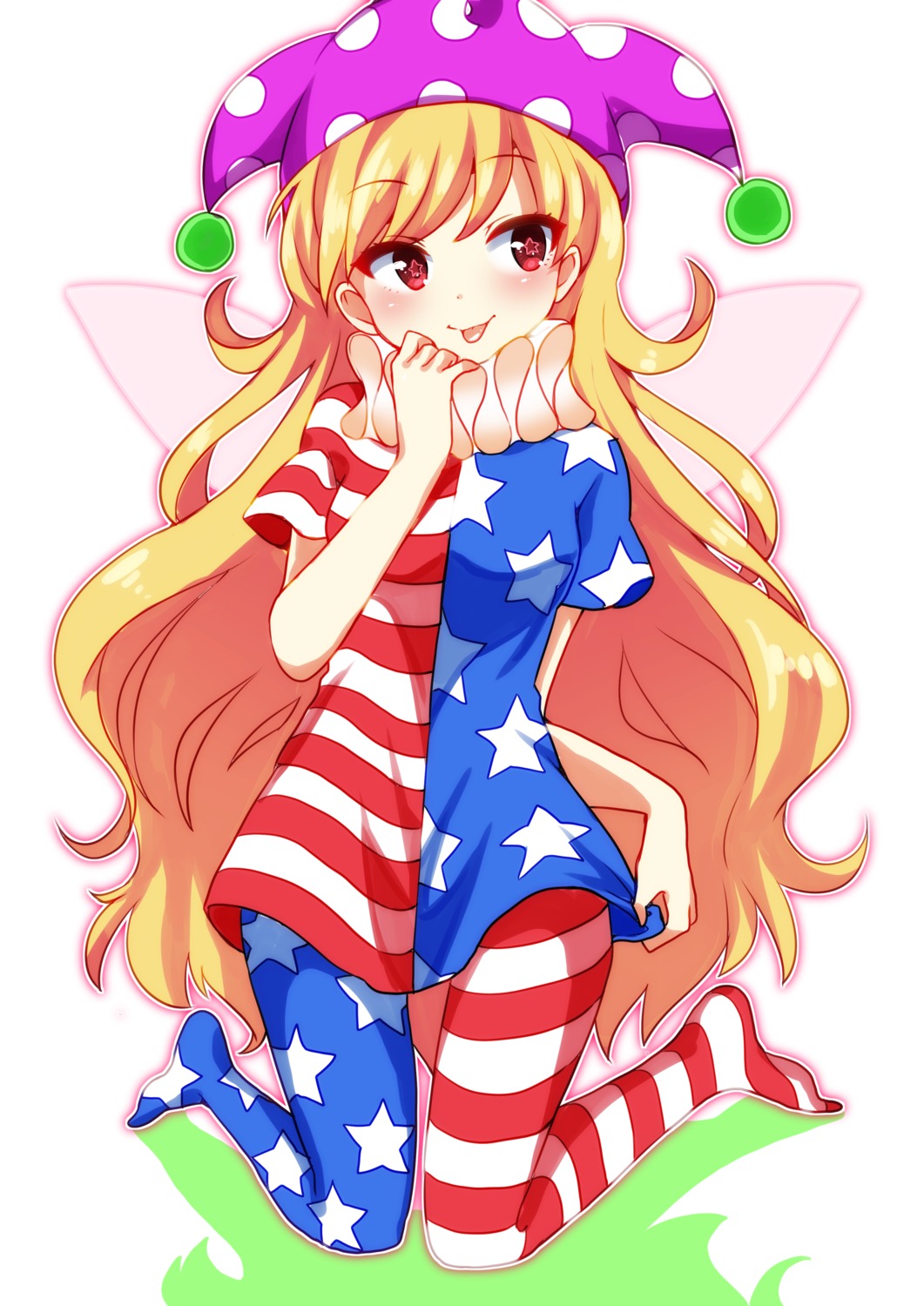 chako_(chakoxxx) clownpiece dress pantyhose touhou wings