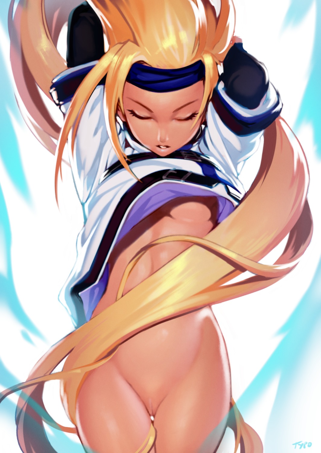 bottomless guilty_gear millia_rage no_bra pussy shirt_lift typo_(requiemdusk) uncensored