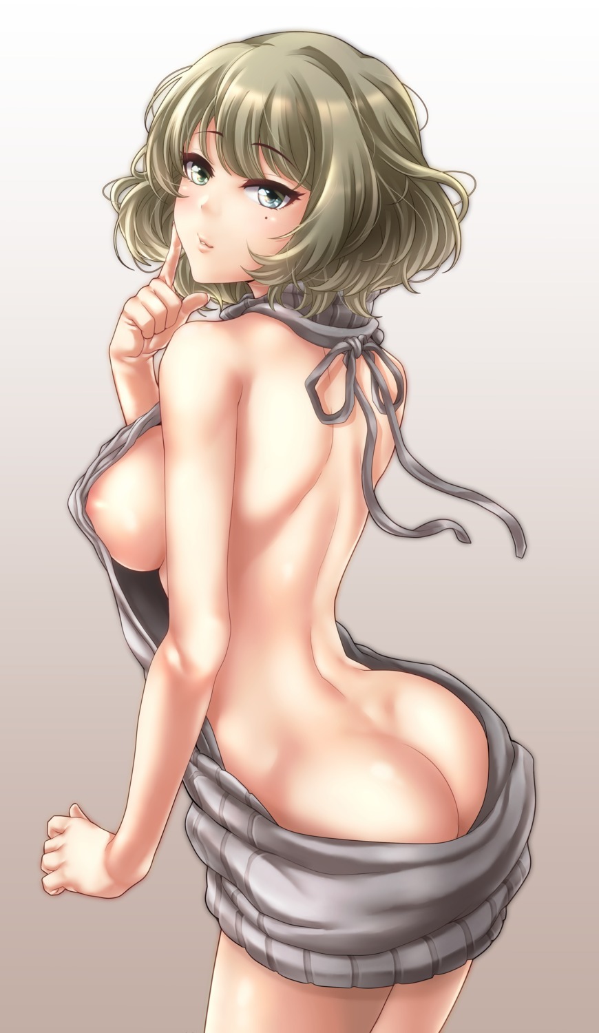 areola ass heterochromia no_bra nopan sasaki9646 sweater takagaki_kaede the_idolm@ster the_idolm@ster_cinderella_girls