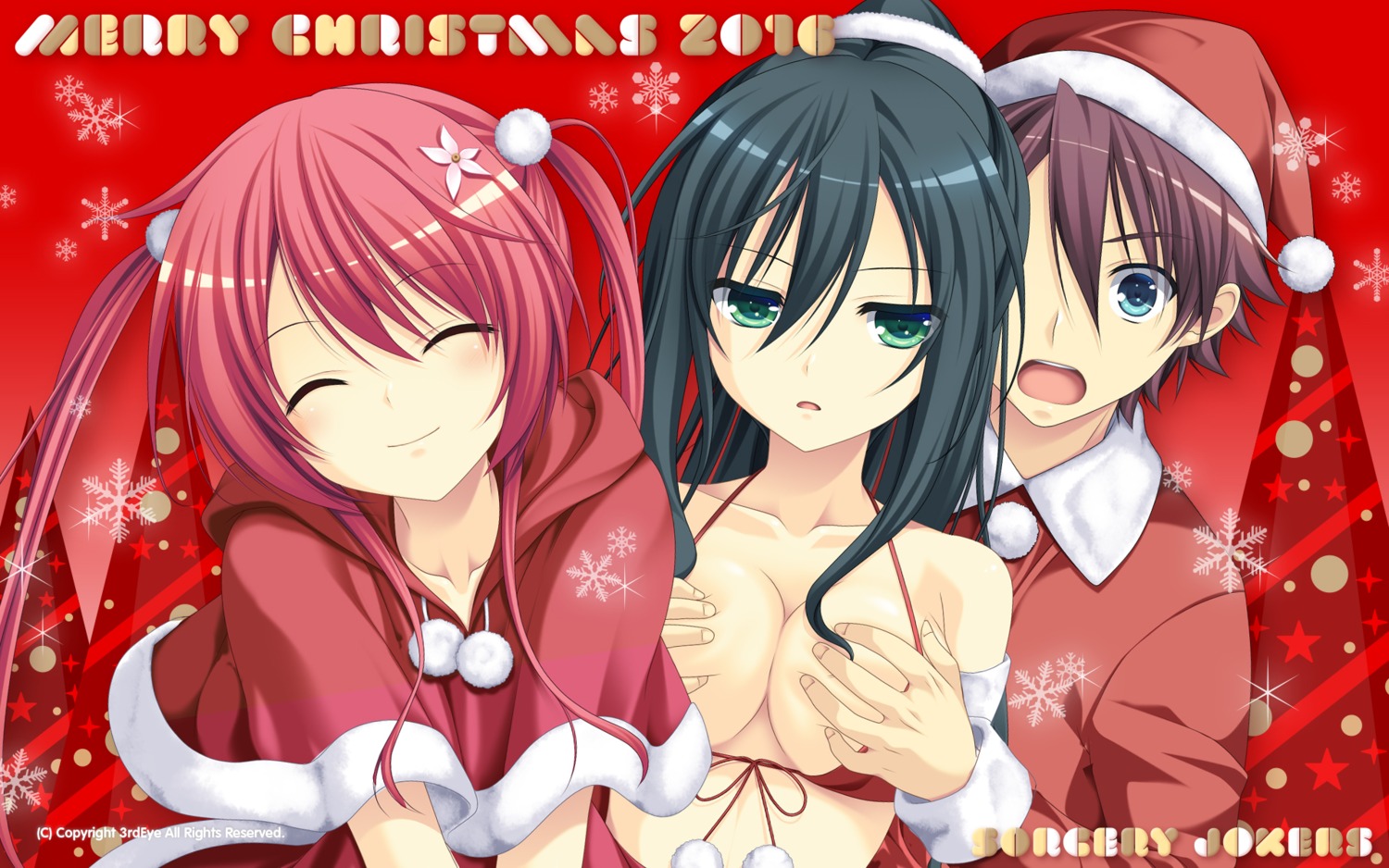 3rd_eye bikini_top breast_grab christmas makita_maki sorcery_jokers swimsuits wallpaper