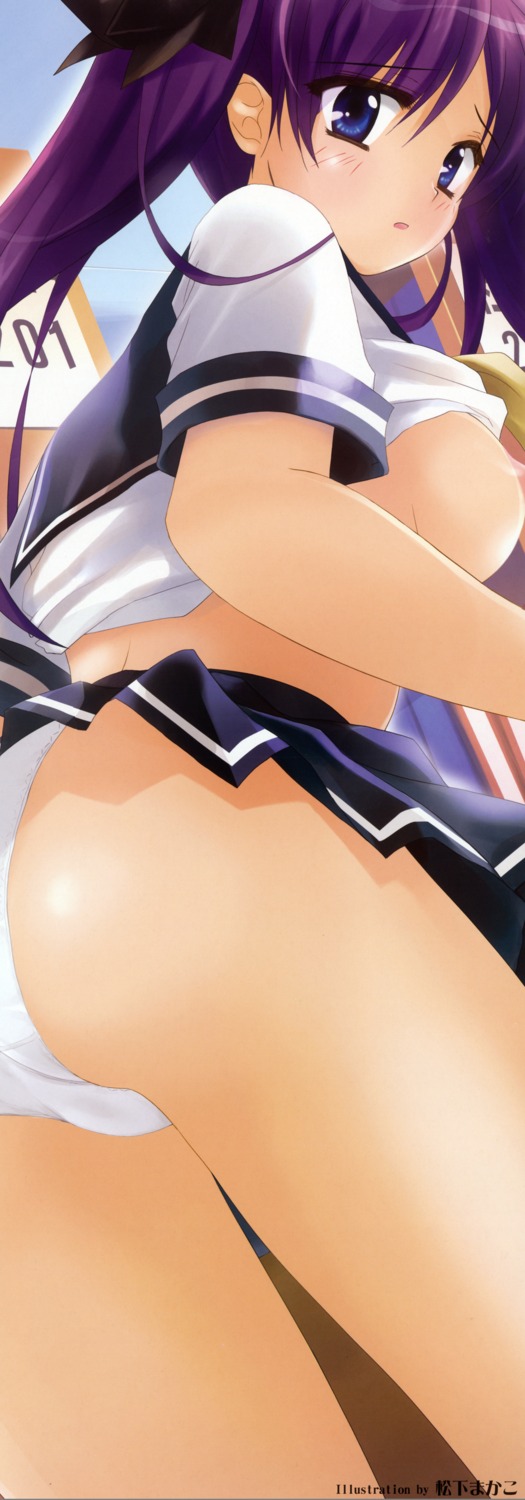 breasts matsushita_makako pantsu shirt_lift stick_poster