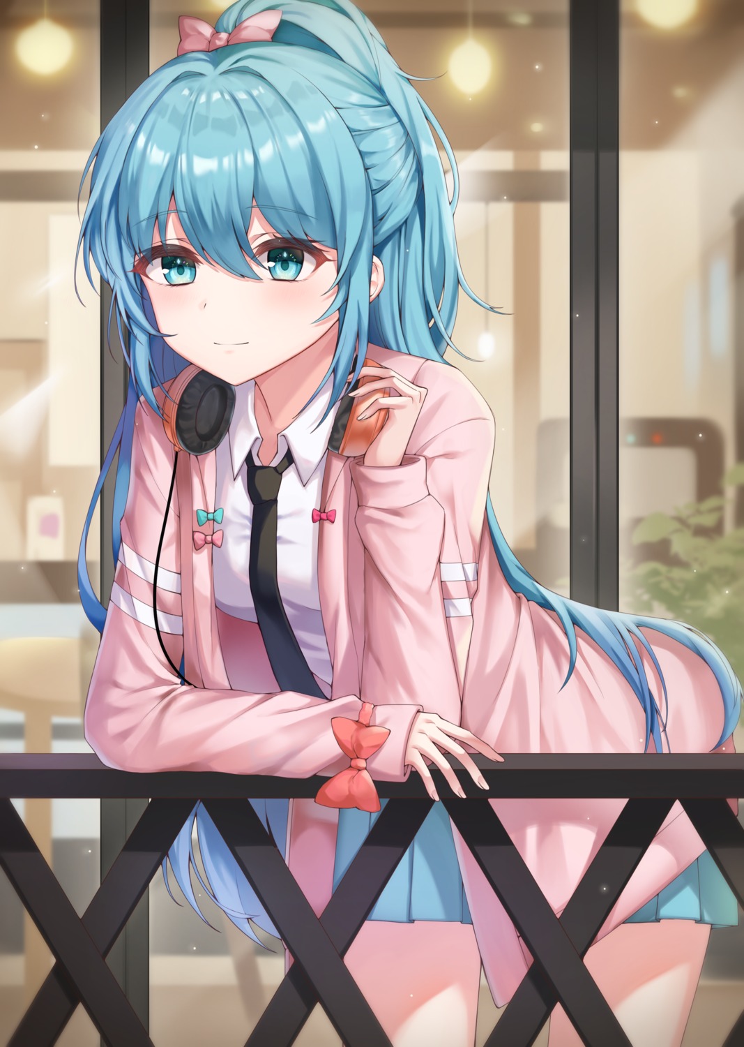 hatsune_miku headphones seifuku sweater vocaloid yeorem