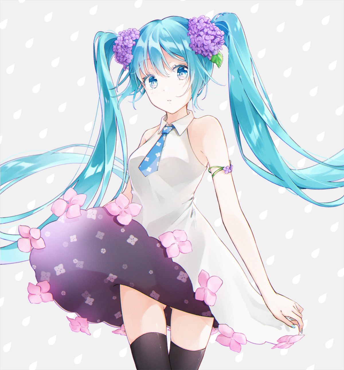 hatsune_miku skirt_lift tada_no_yukiko thighhighs vocaloid