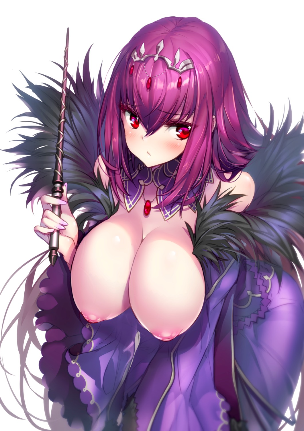breasts dress fate/grand_order hong_(white_spider) nipples no_bra scathach_(fate/grand_order) weapon
