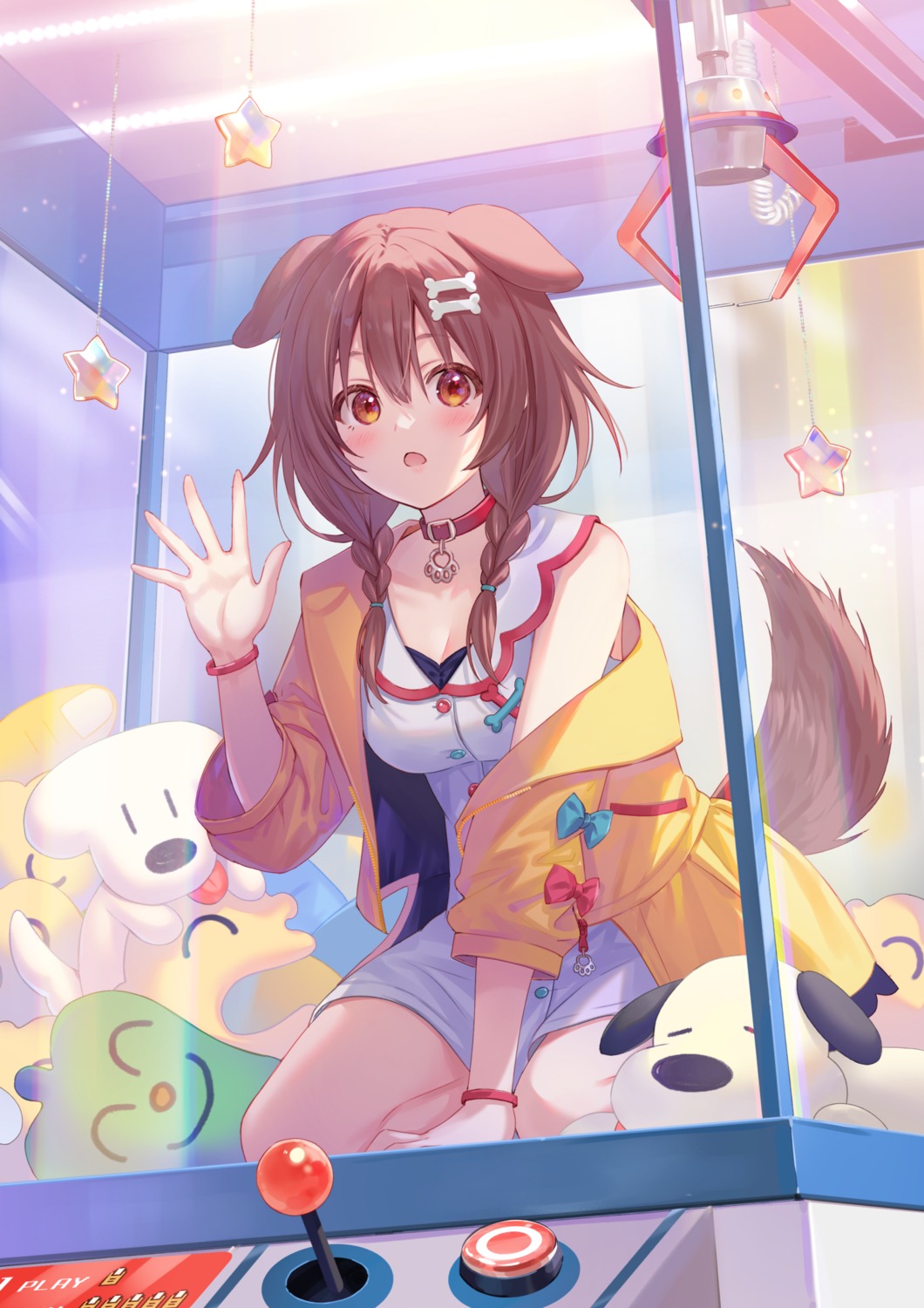 animal_ears cleavage dress fukahire_sanba hololive hololive_gamers inugami_korone inumimi tail