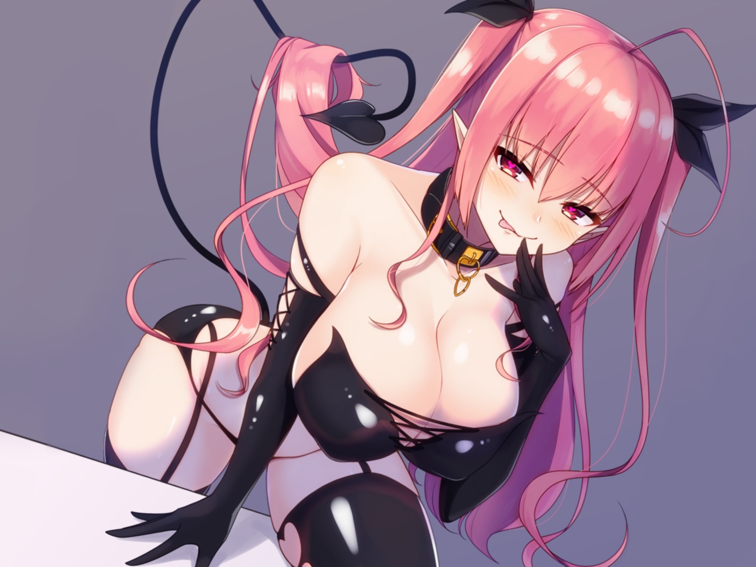 bikini_armor garter_belt pointy_ears ramchi stockings tail thighhighs