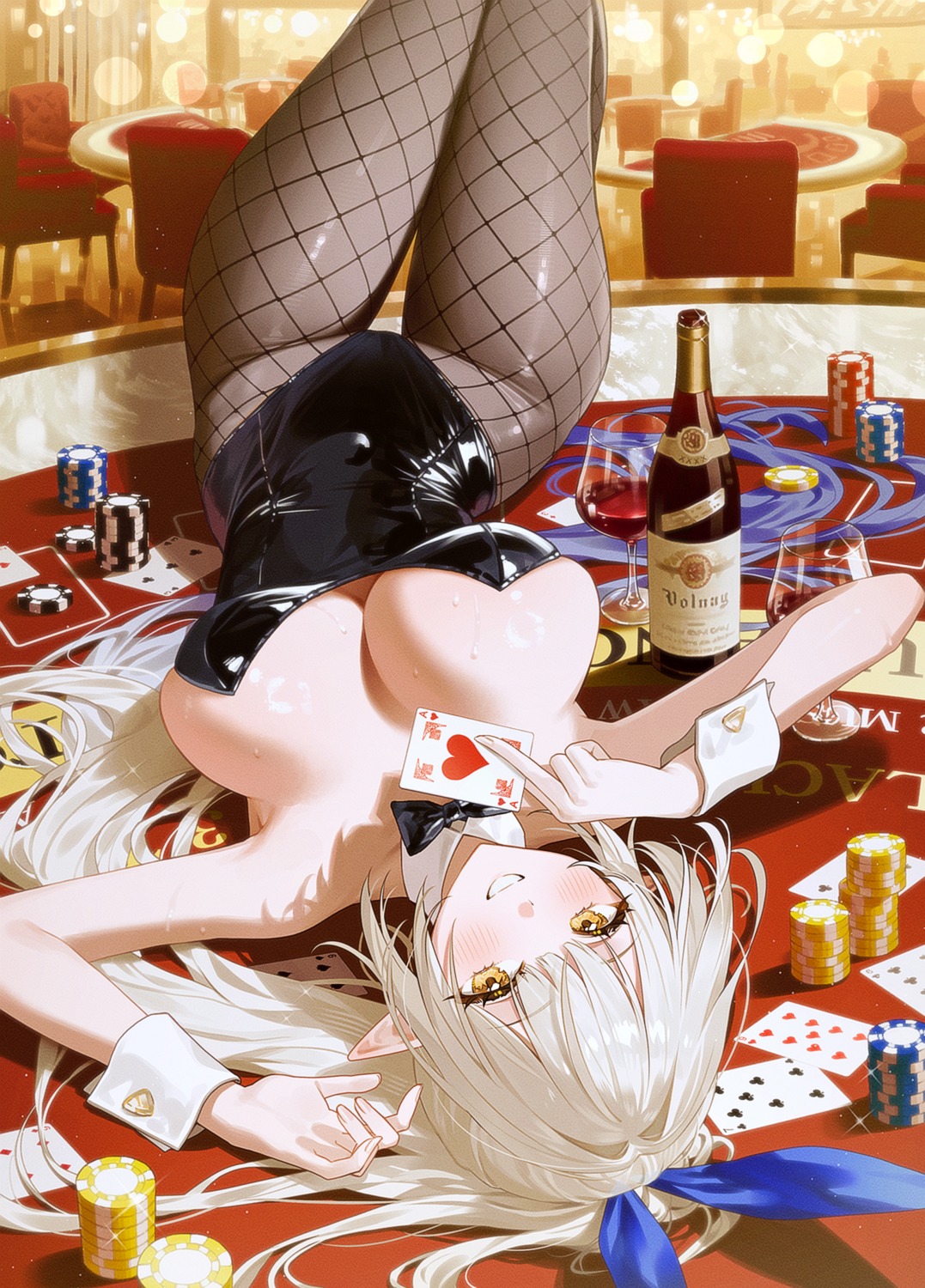 animal_ears bunny_ears bunny_girl chaperina_philosys fishnets fymrie no_bra pantyhose pointy_ears