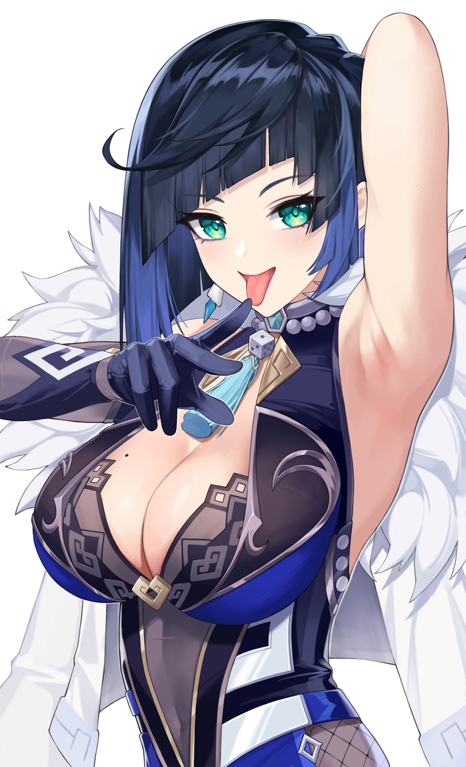 cleavage genshin_impact hyouuma yelan