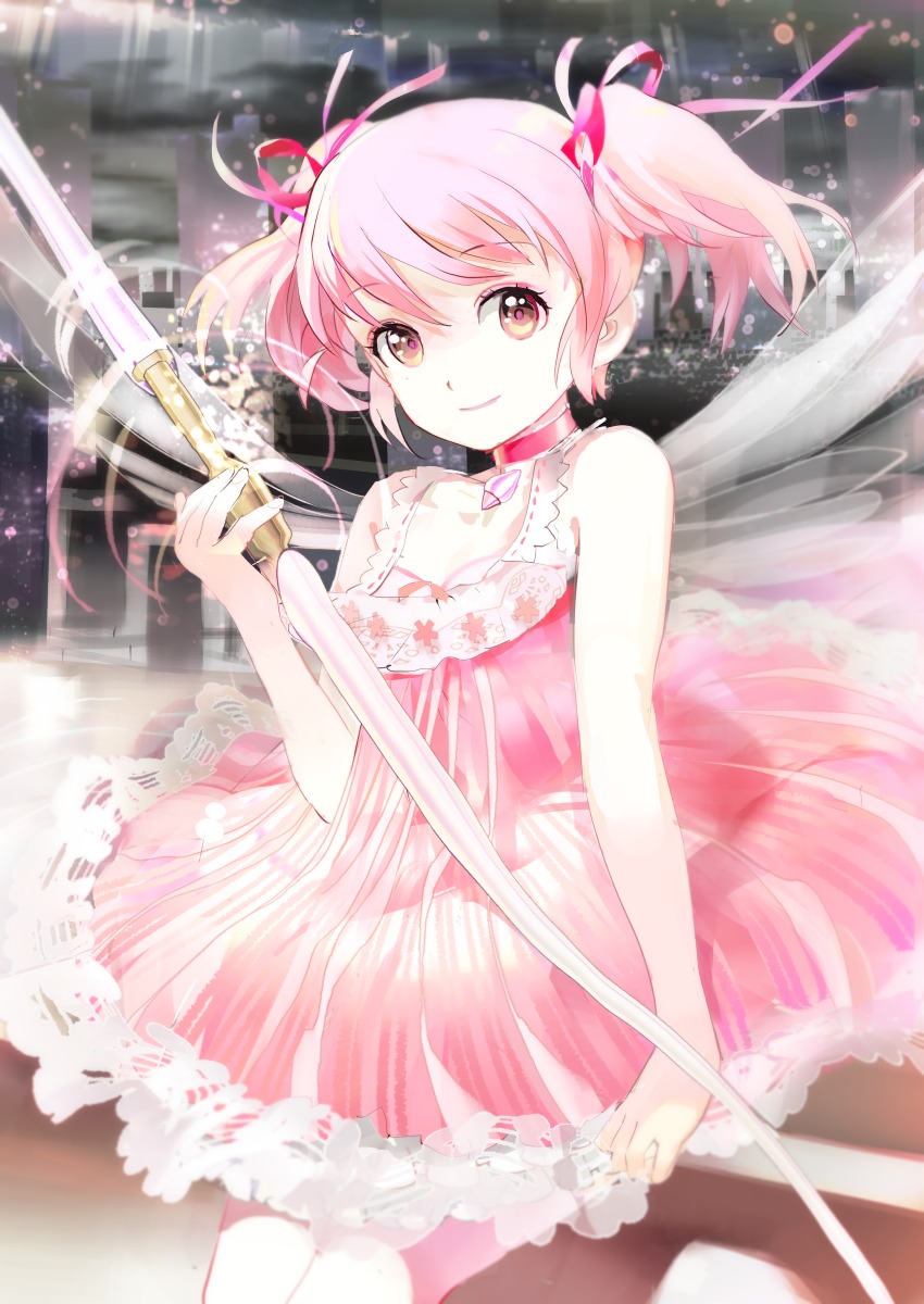 119 dress kaname_madoka puella_magi_madoka_magica weapon wings