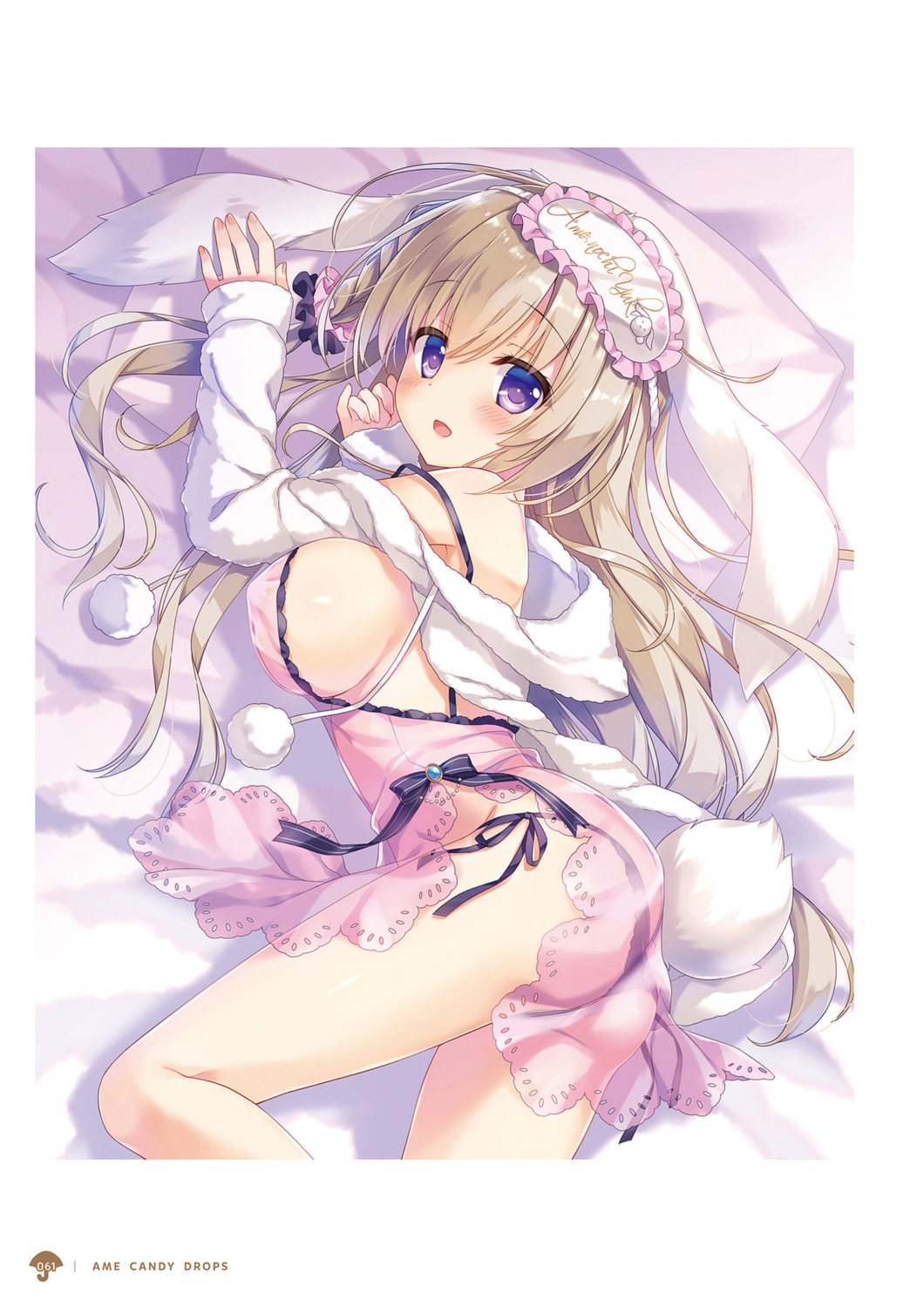 ameto_yuki animal_ears ass bunny_ears ecru_(ameto_yuki) pantsu see_through string_panties tail