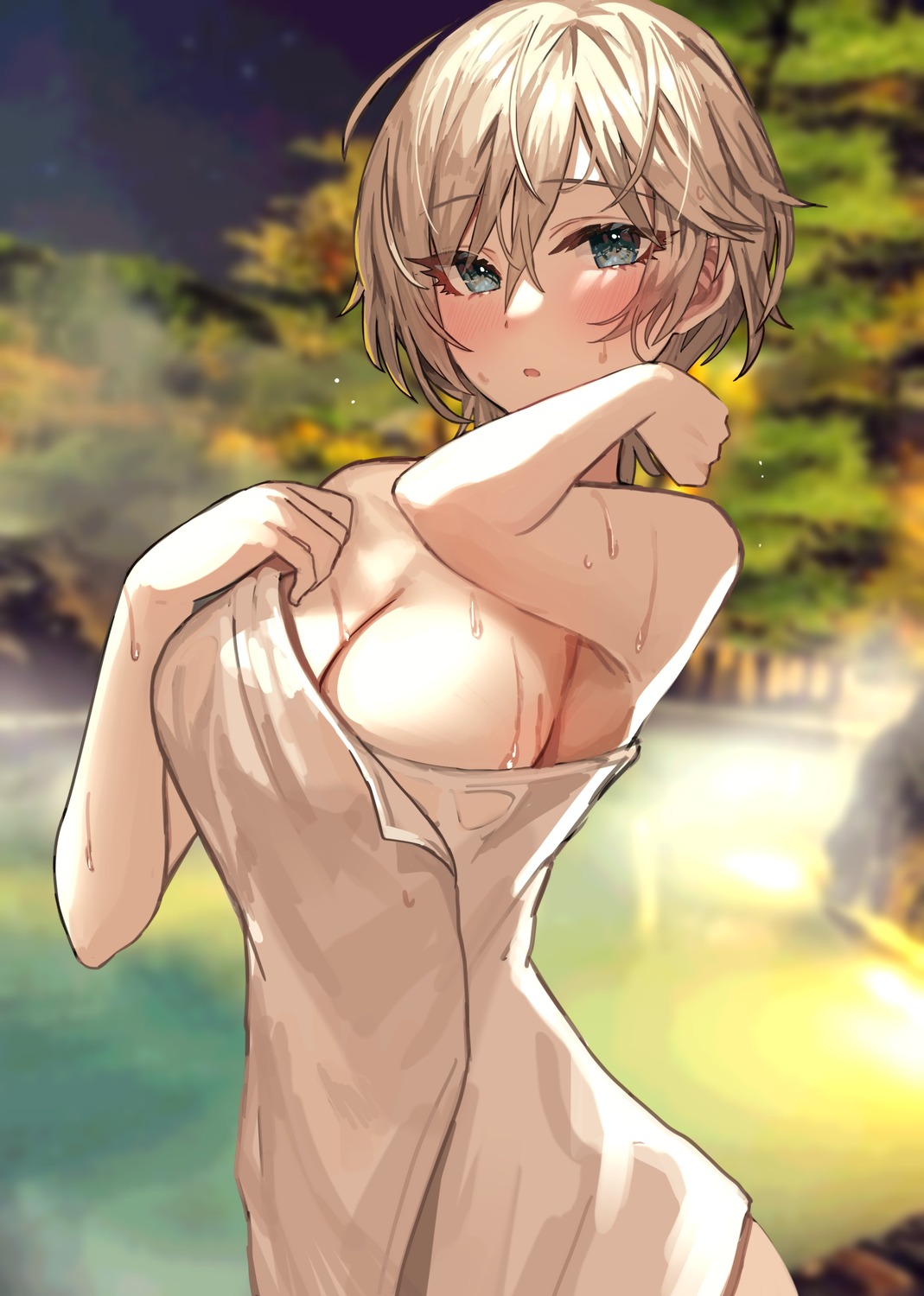 anastasia_(idolm@ster) naked onsen rum_raisin_(chihiromakita19) the_idolm@ster the_idolm@ster_cinderella_girls towel wet