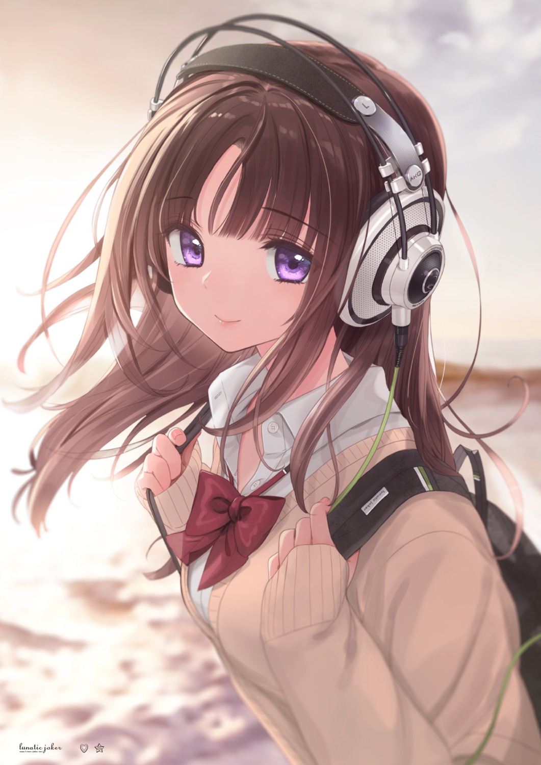 headphones seifuku sweater tsukigami_luna