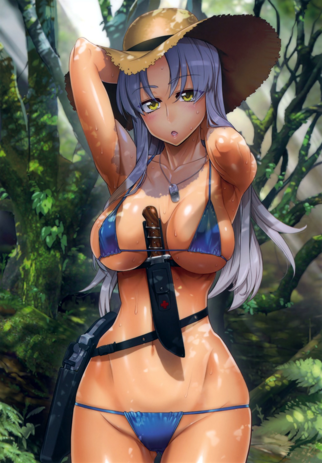 bikini cleavage erect_nipples inazuma kiba_mikoto swimsuits triage_x underboob weapon