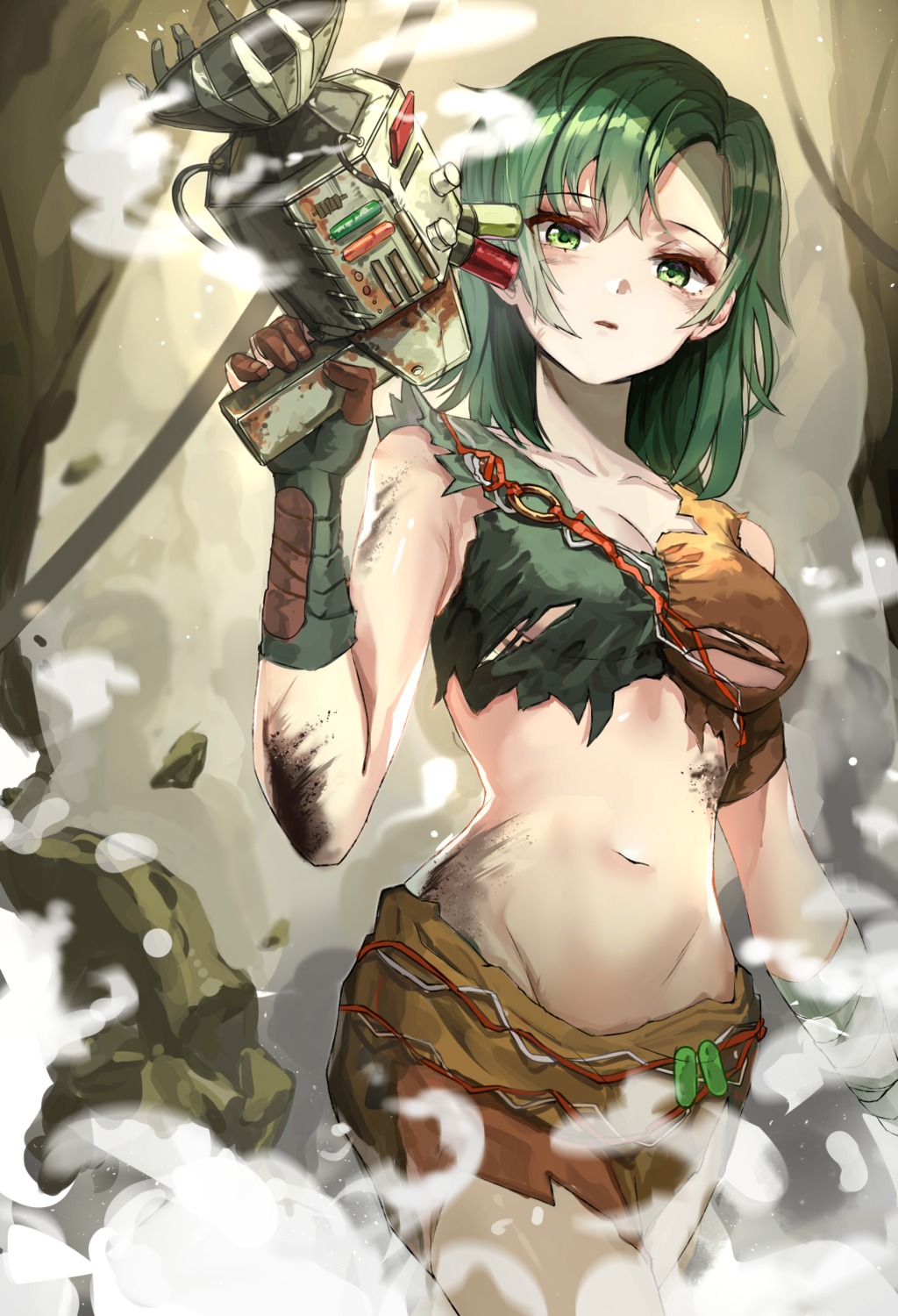 bikini_armor dopoing gun torn_clothes