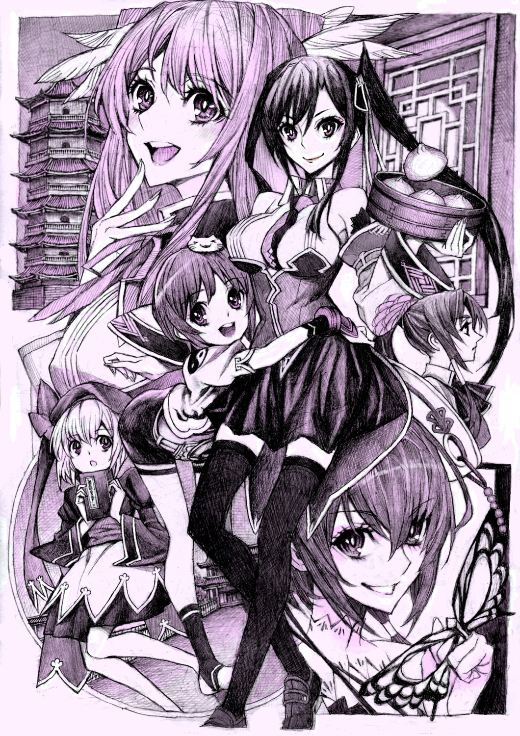 kanu koihime_musou monochrome nobita shin_koihime_musou thighhighs