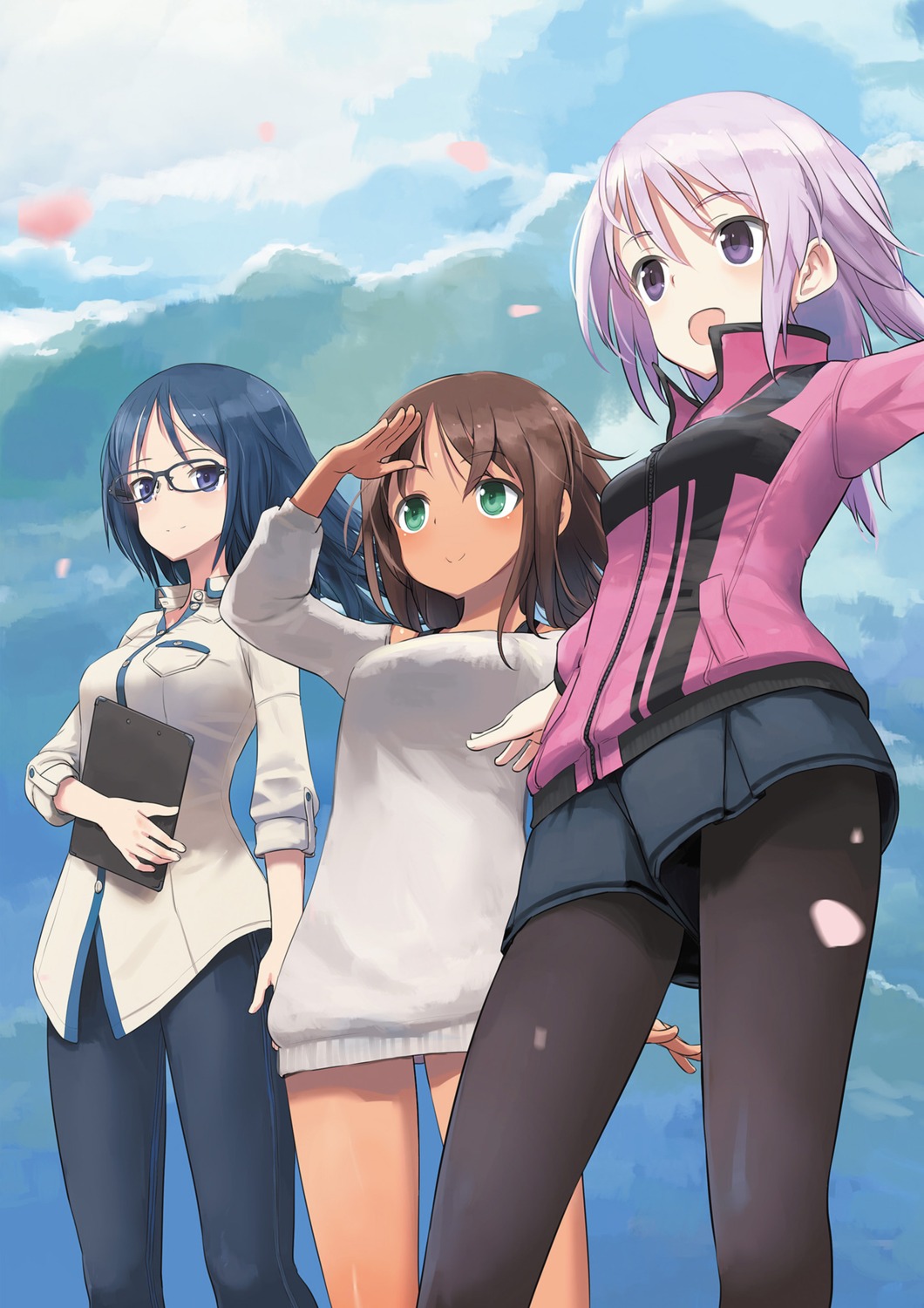 alice_gear_aegis hirasaka_yotsuyu kaneshiya_shitara megane momoshina_fumika pantyhose shimada_humikane sweater