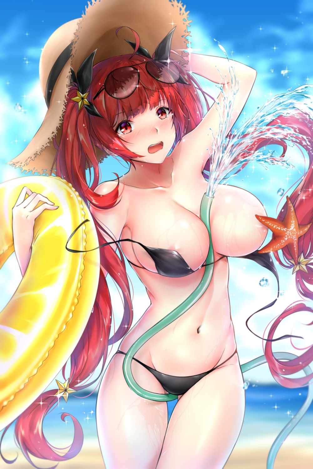 areola azur_lane bikini breasts honolulu_(azur_lane) megane rei_kun swimsuits wardrobe_malfunction wet