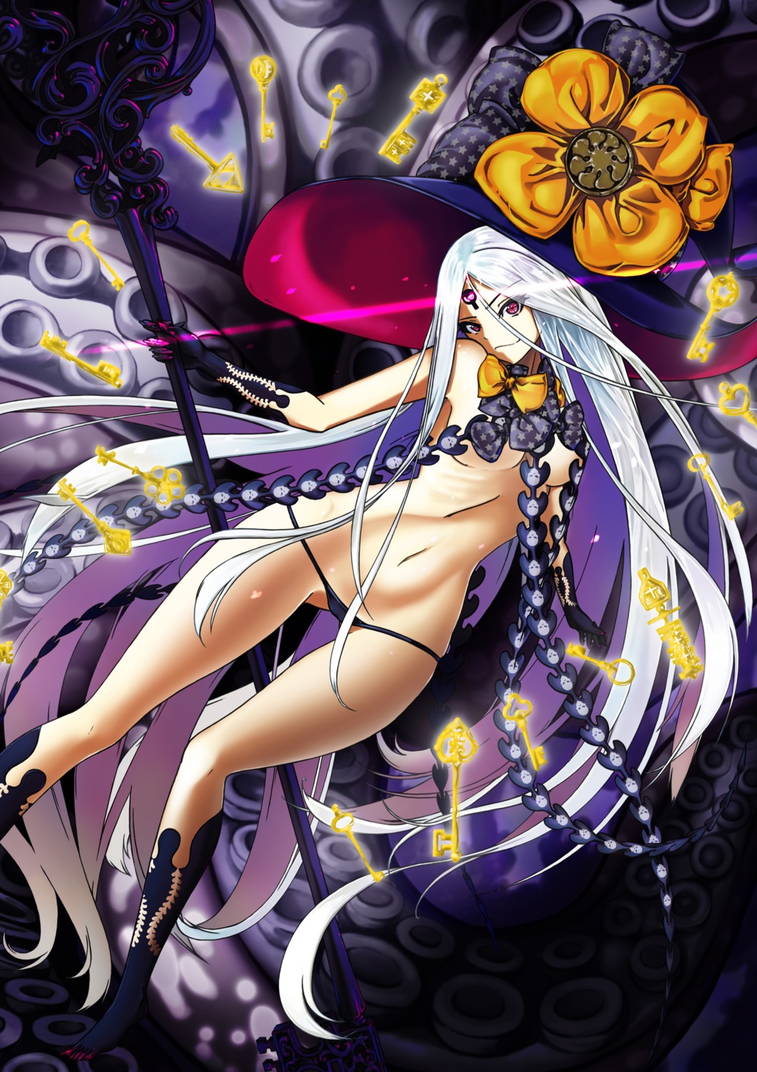 abigail_williams_(fate) caracol fate/grand_order pantsu tentacles topless weapon witch