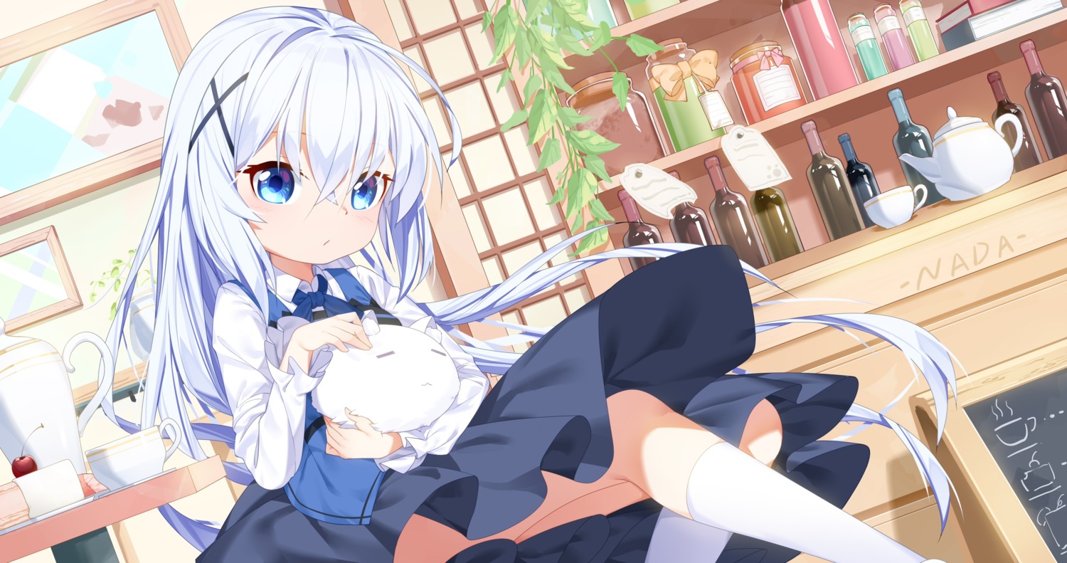 anada gochuumon_wa_usagi_desu_ka? kafuu_chino skirt_lift tippy_(gochiusa) waitress