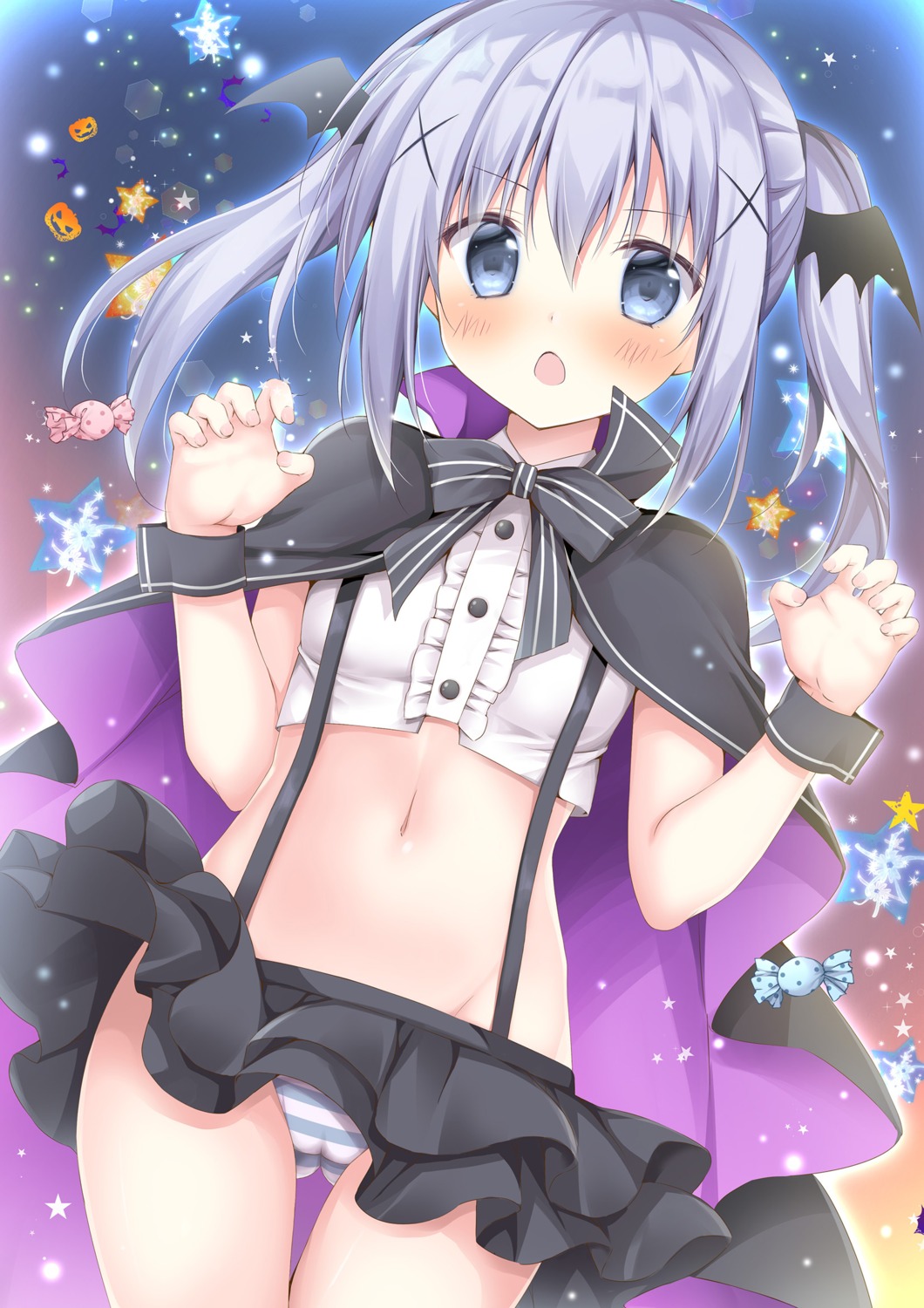 cameltoe gochuumon_wa_usagi_desu_ka? halloween kafuu_chino korie_riko loli pantsu shimapan skirt_lift wings