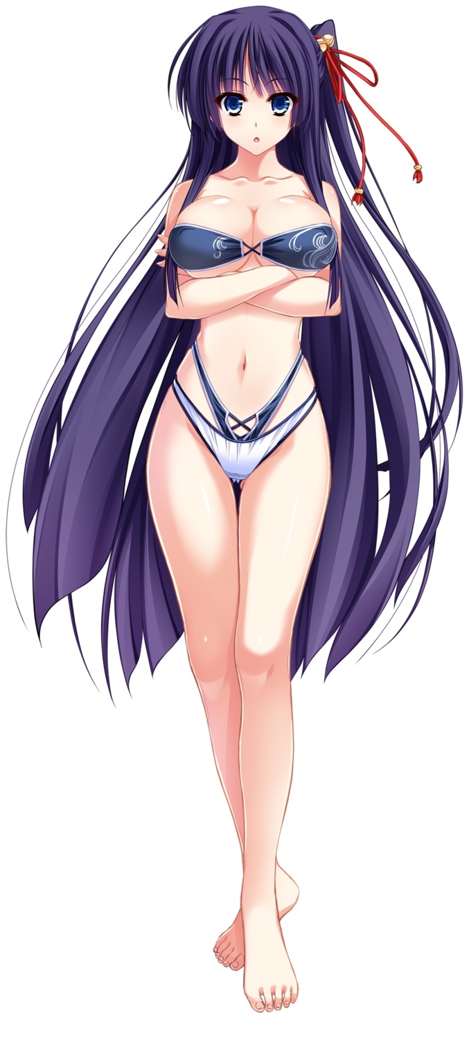 amasaka_takashi bikini breast_hold cleavage clip_craft feet swimsuits toujou_amane underboob unionism_quartet