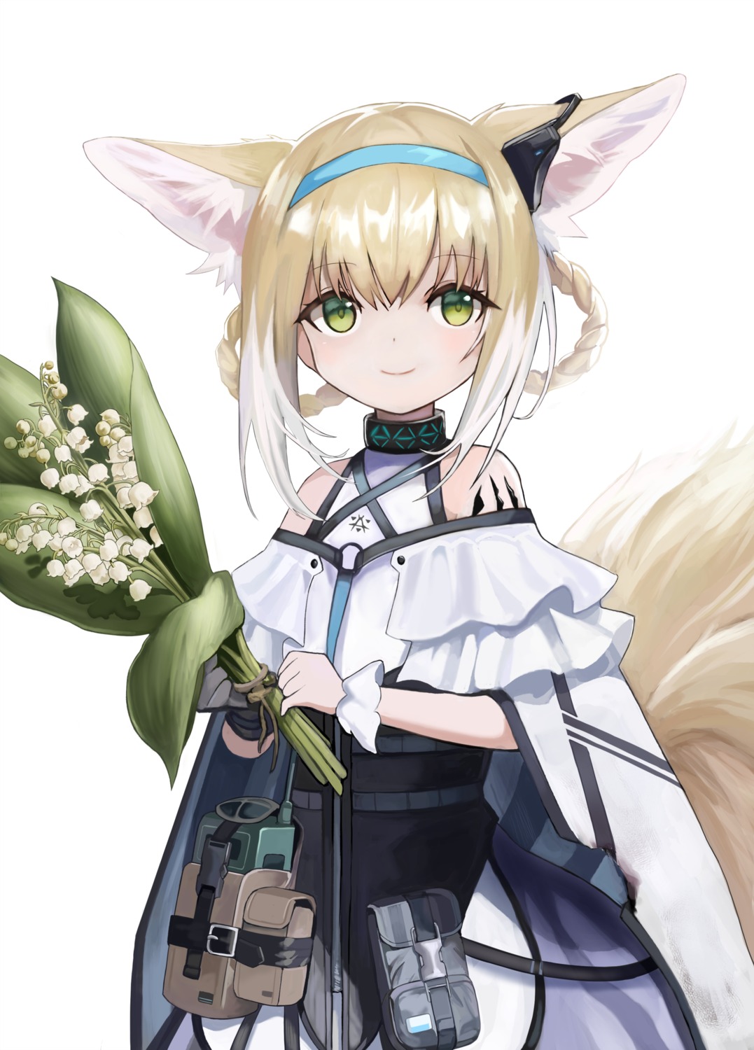 akira_(aristole) animal_ears arknights kitsune suzuran_(arknights) tail
