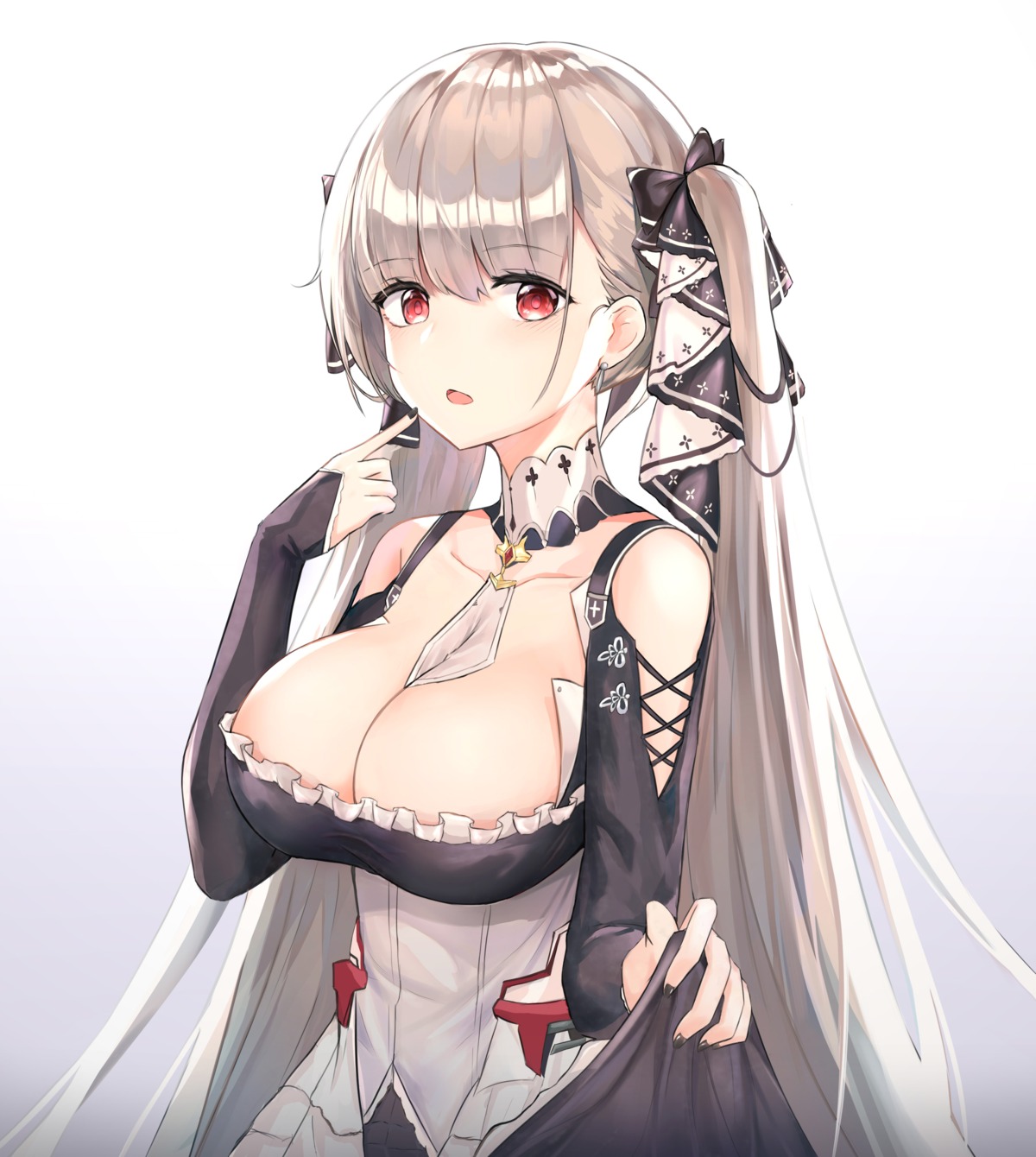 azur_lane cleavage formidable_(azur_lane) gothic_lolita hataraki lolita_fashion no_bra skirt_lift