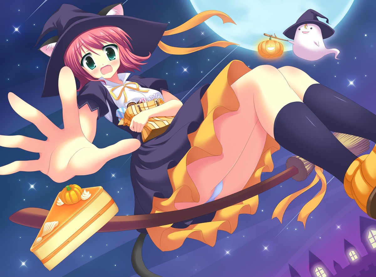 animal_ears halloween hinata_keiichi nekomimi pantsu tail