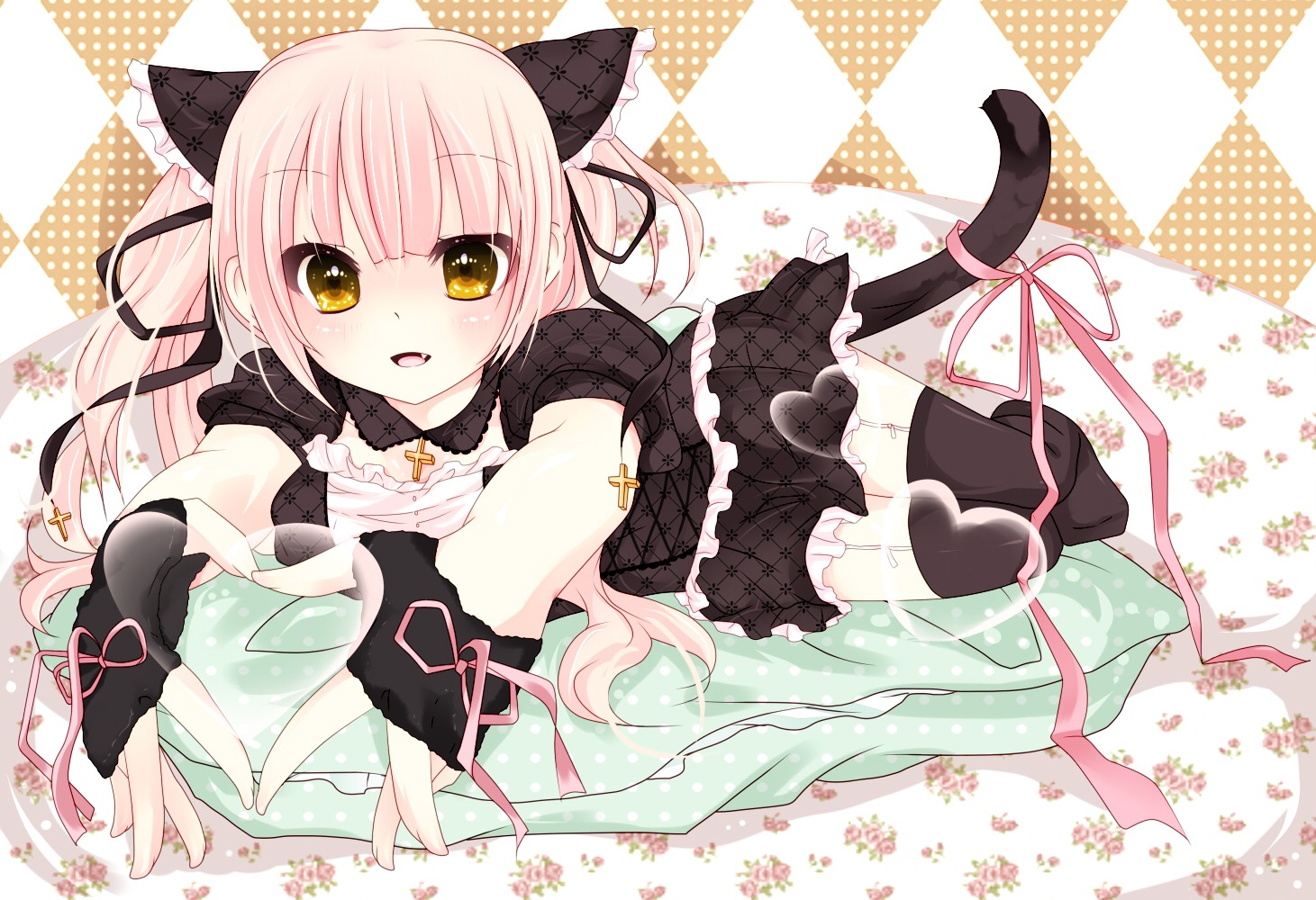 animal_ears lolita_fashion nekomimi sakuragi_yuzuki stockings tail thighhighs