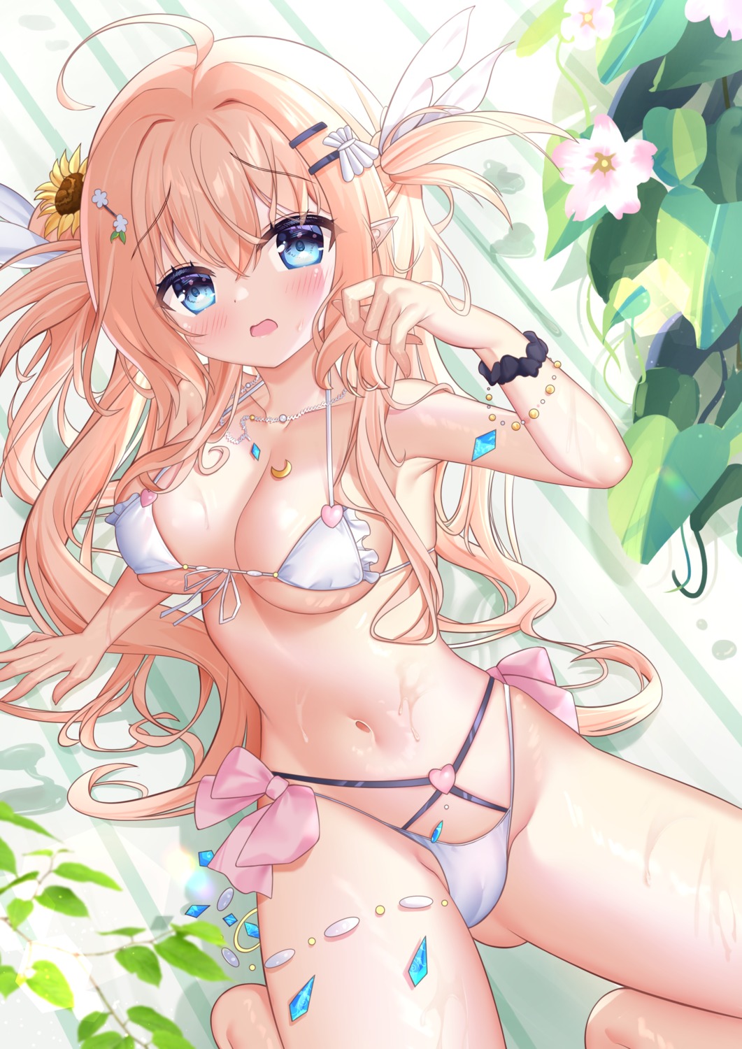 bikini cameltoe hiyada_yuu pointy_ears swimsuits wet