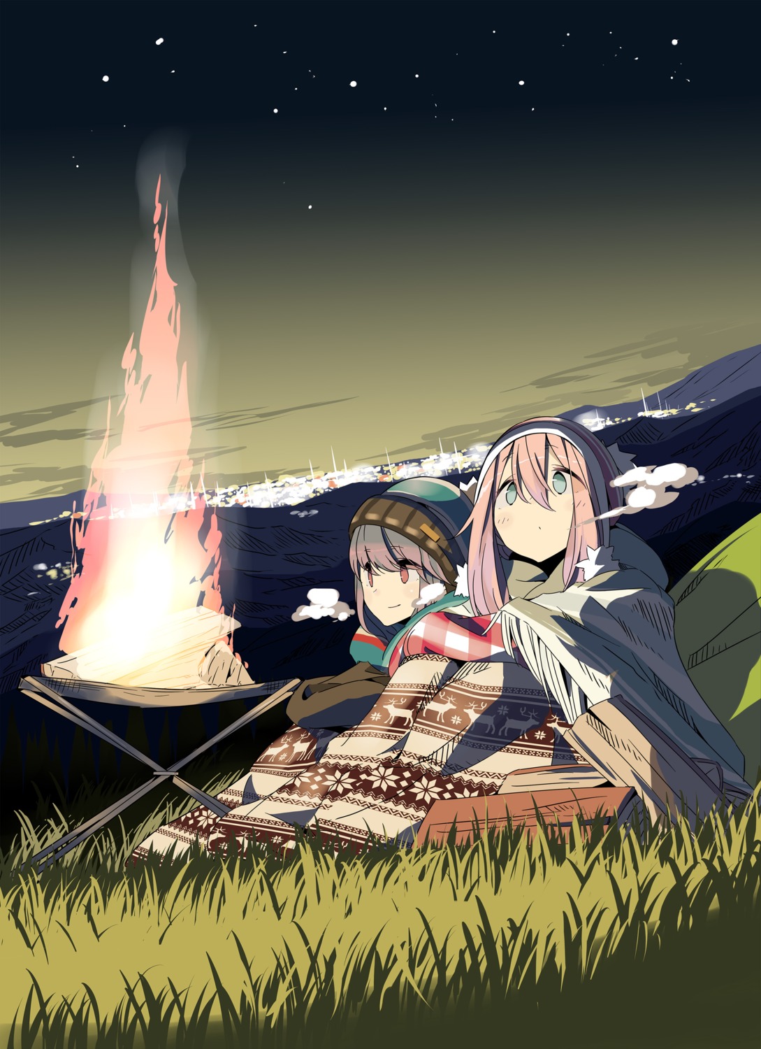 afro kagamihara_nadeshiko landscape shima_rin yurucamp