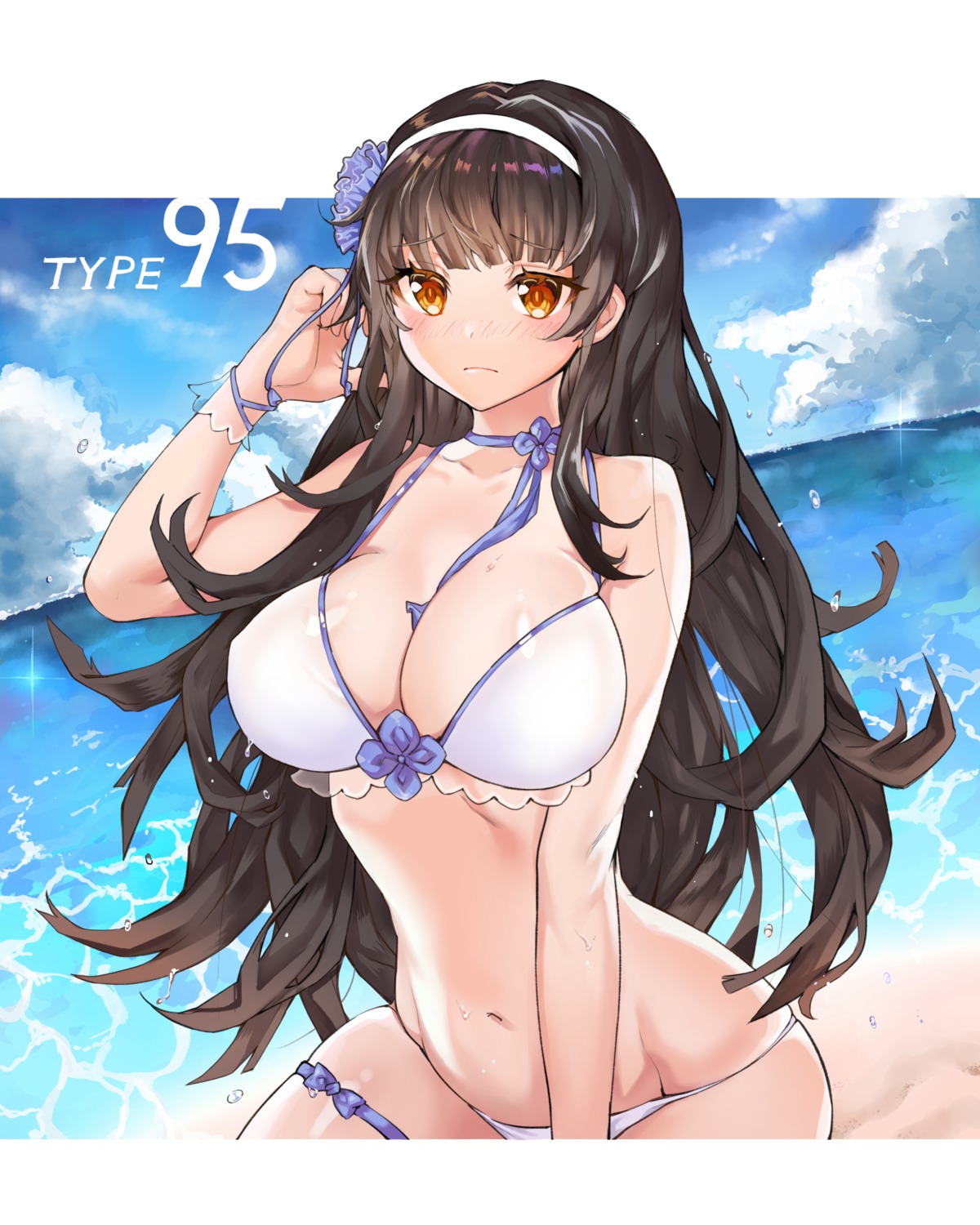 bikini cleavage cpqm girls_frontline qbz-95_(girls_frontline) swimsuits