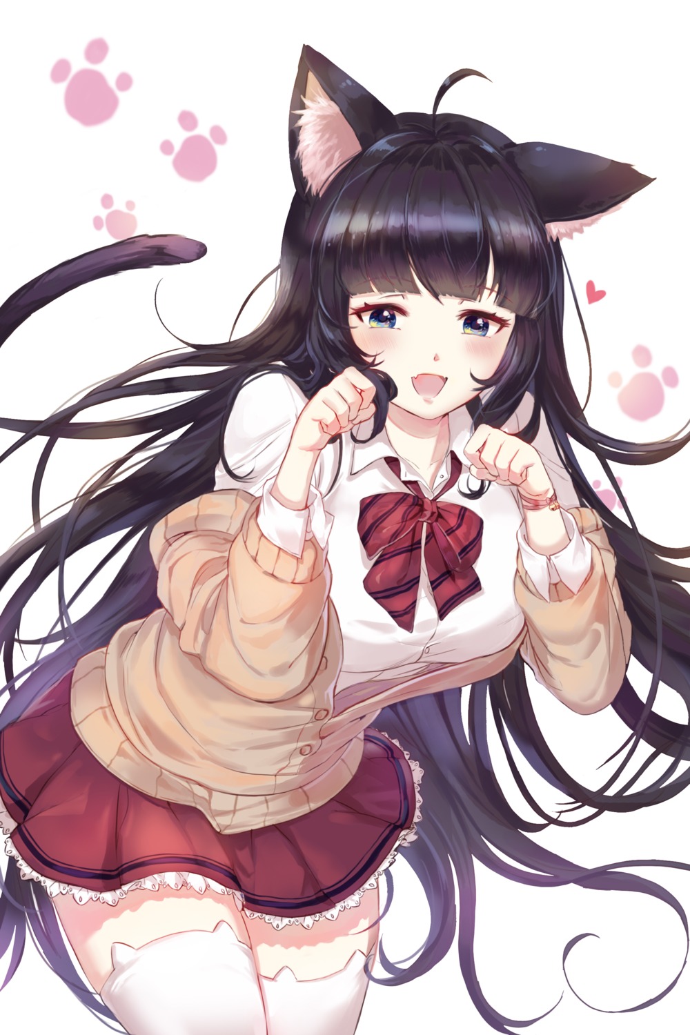 animal_ears kkkk_kani nekomimi seifuku sweater tail thighhighs