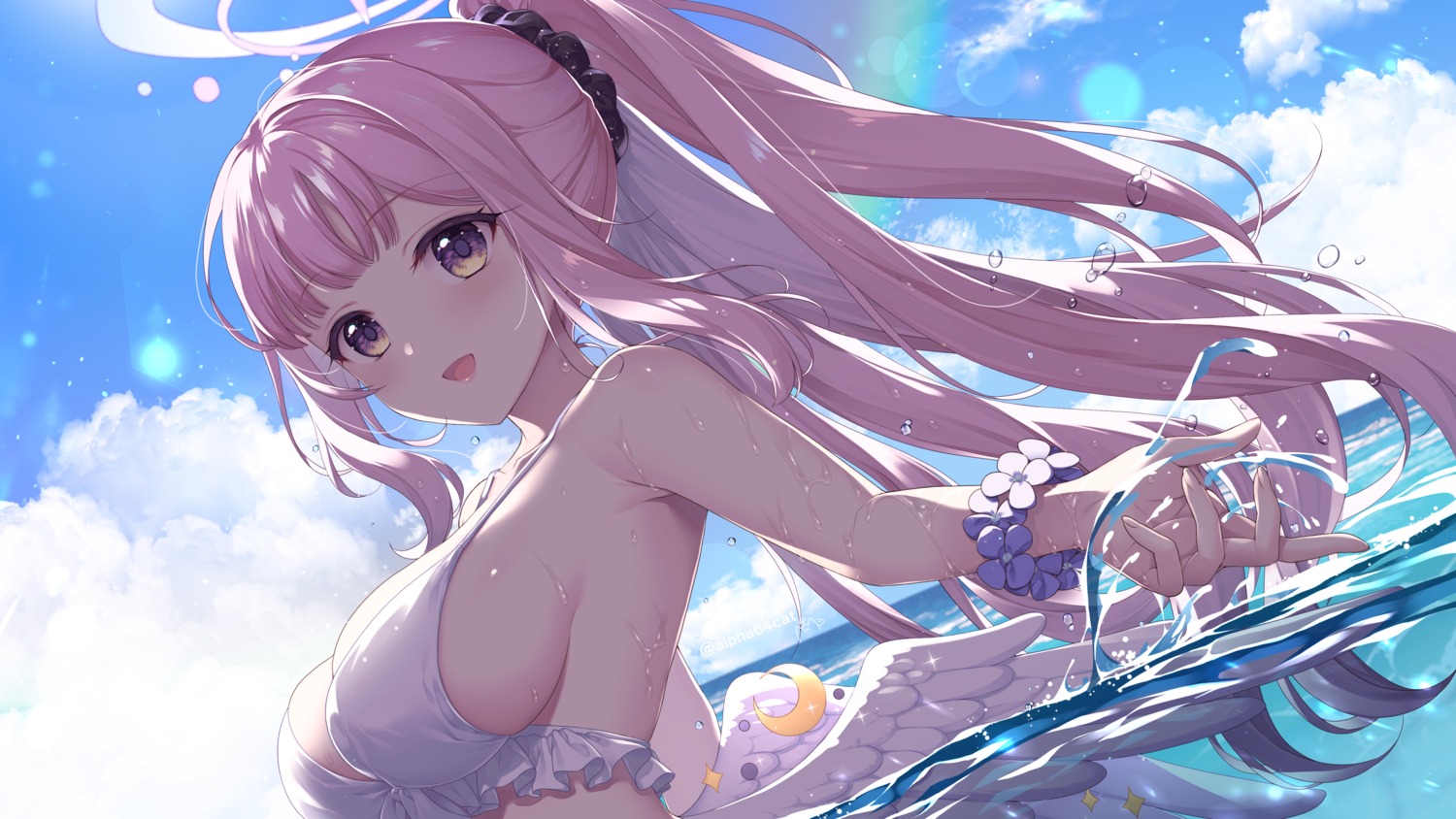 alpha angel bikini blue_archive misono_mika swimsuits wet wings