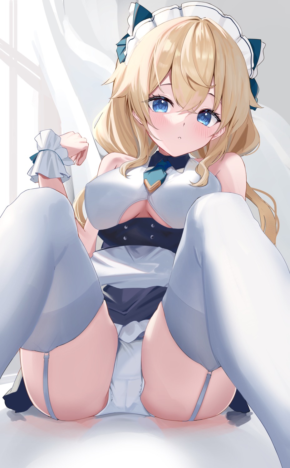 cameltoe erect_nipples hitachi_sou maid no_bra pantsu skirt_lift stockings thighhighs