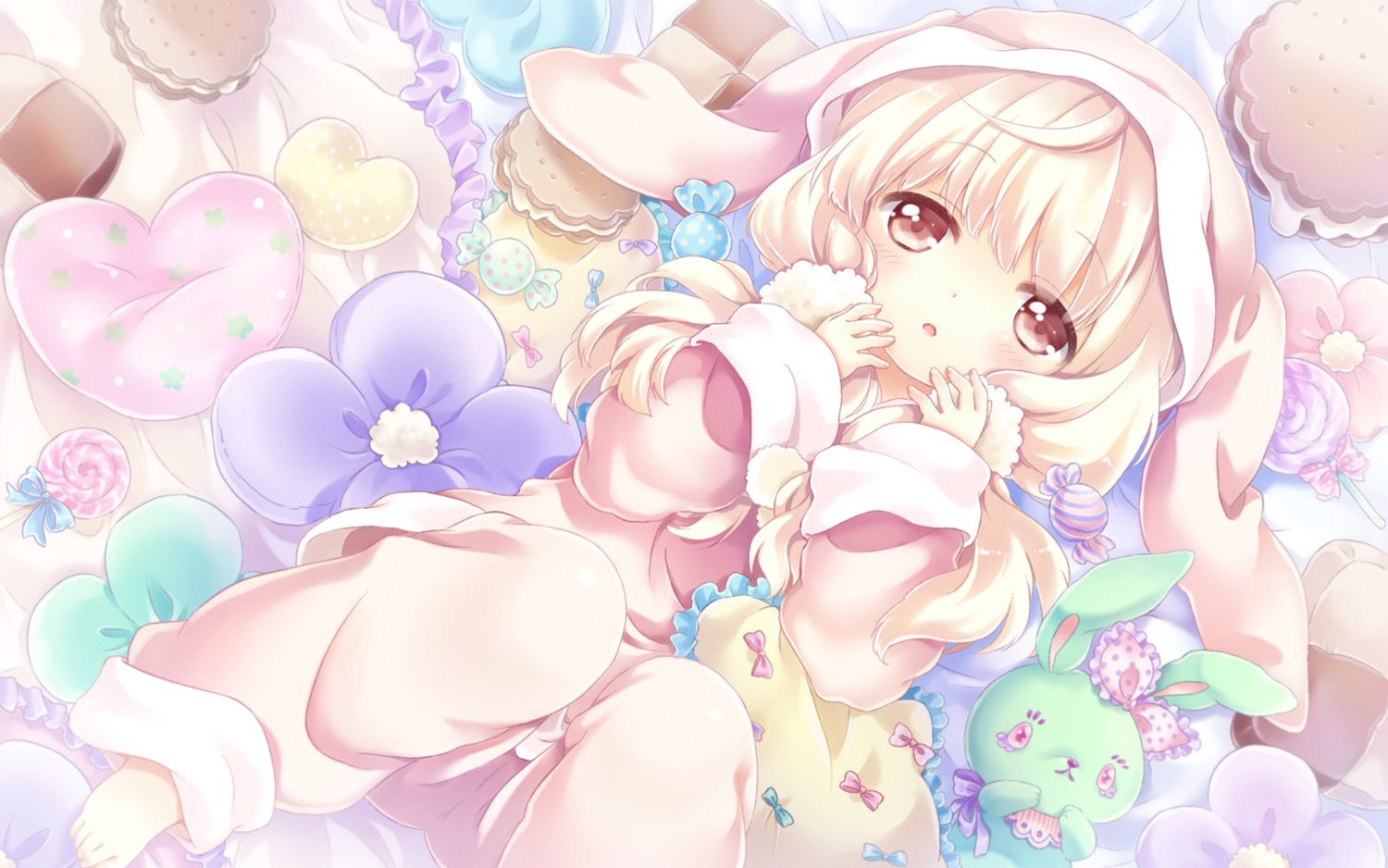 cafe_sourire cuffs kona ogiwara_kyouko pajama wallpaper