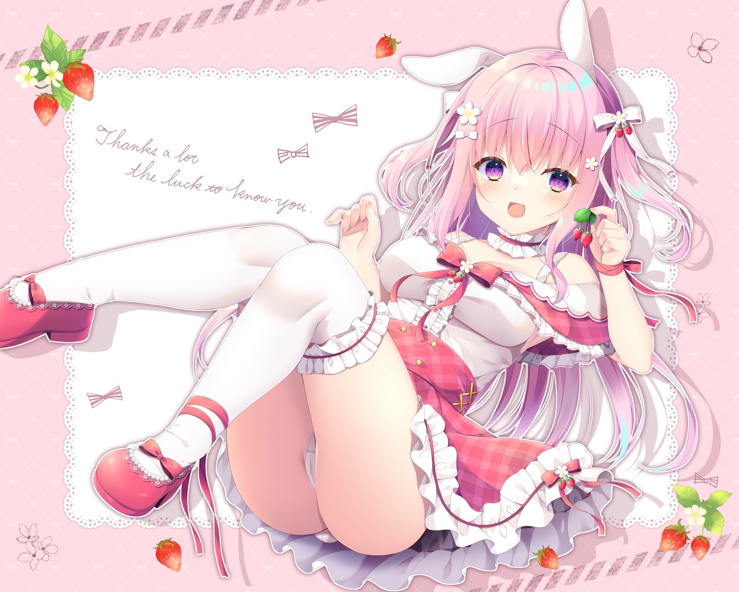 animal_ears bunny_ears cameltoe dress pantsu skirt_lift tail thighhighs thong yukimura_usagi