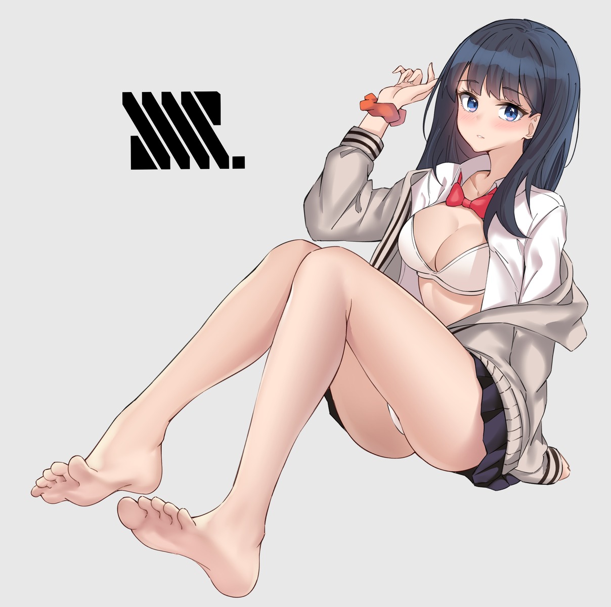 bra cleavage feet open_shirt pantsu parfait_desu skirt_lift ssss.gridman takarada_rikka thong