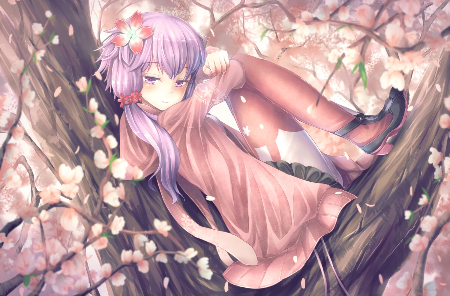 heels pantyhose sweater t.m_(aqua6233) vocaloid yuzuki_yukari