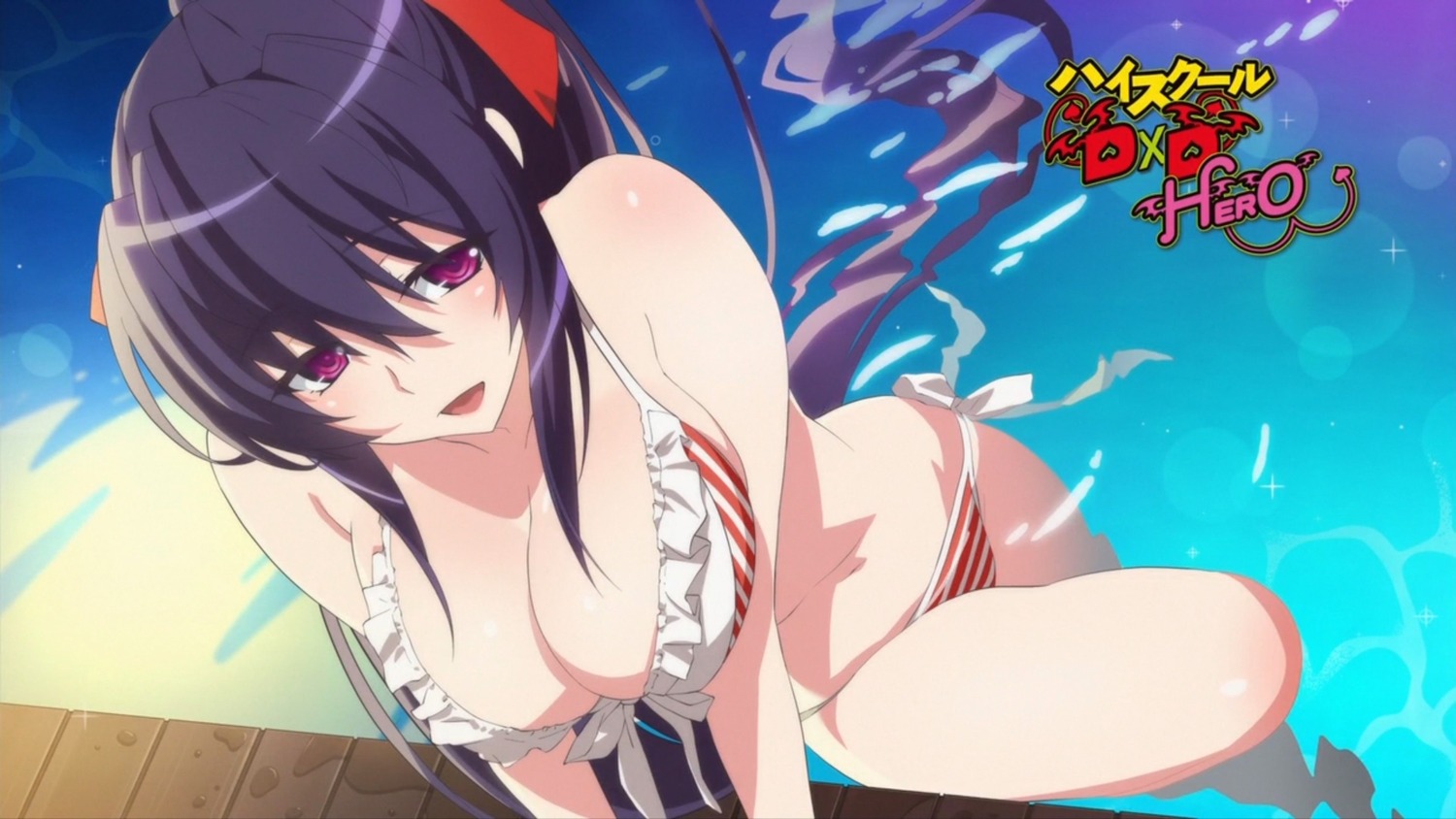 bikini cleavage high_school_dxd_hero highschool_dxd himejima_akeno swimsuits tagme wet