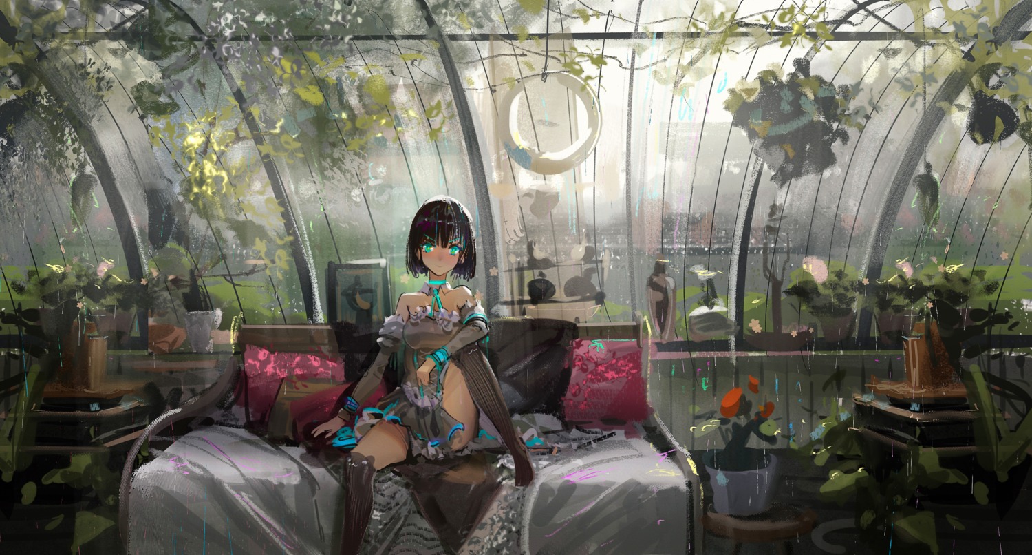 landscape see_through skirt_lift thighhighs ying_yi