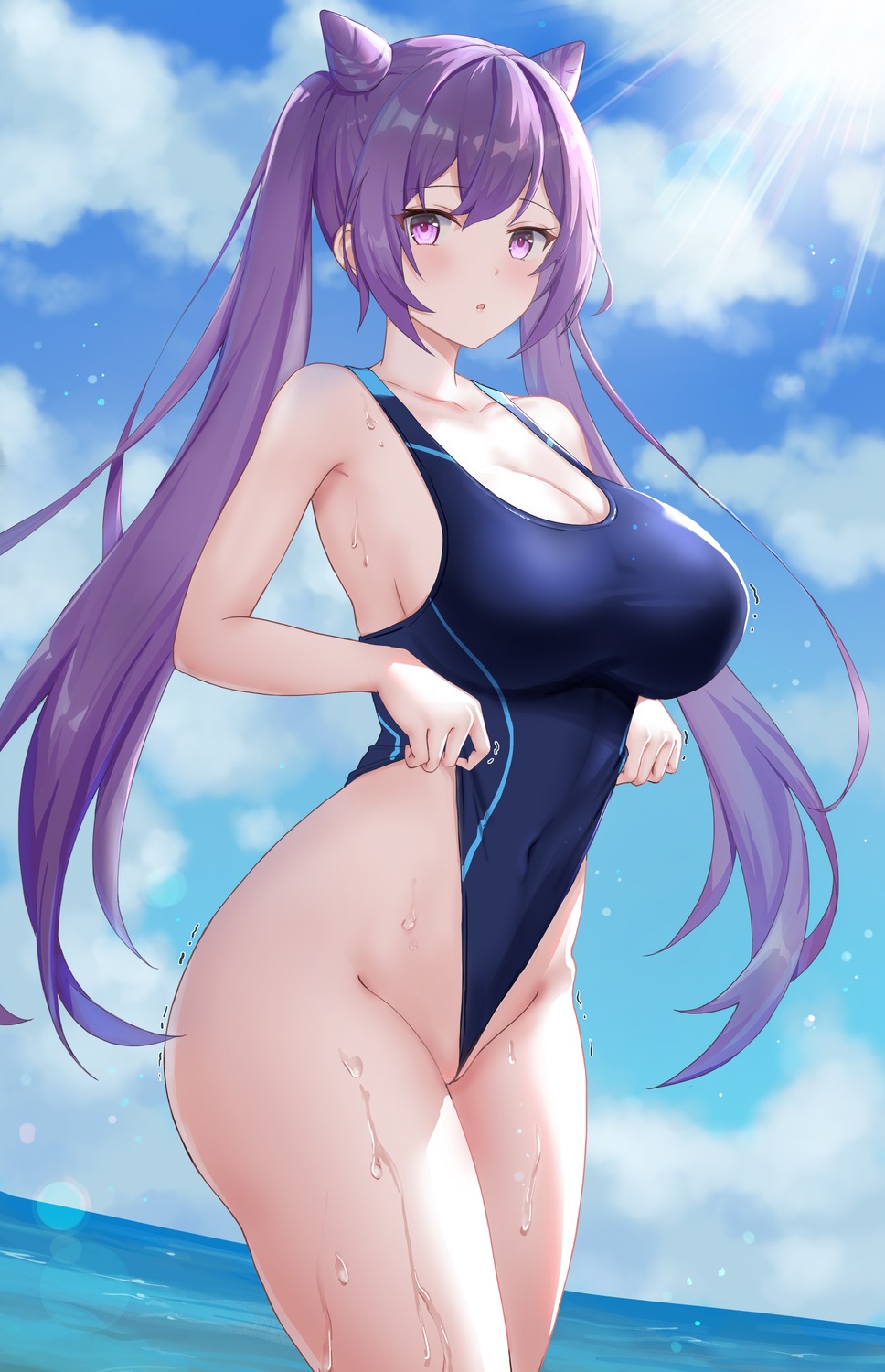 genshin_impact keqing ronnie_z swimsuits wet