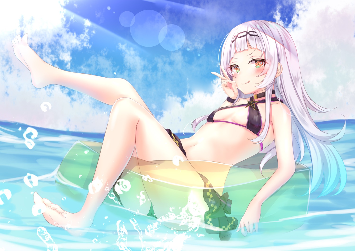 bikini feet hololive murasaki_shion swimsuits wet yuano