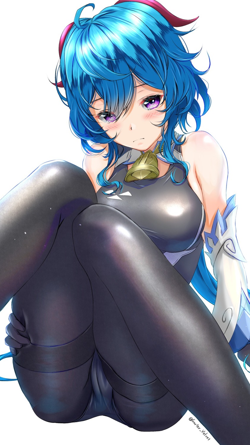 ganyu garter-velvet genshin_impact horns pantyhose swimsuits