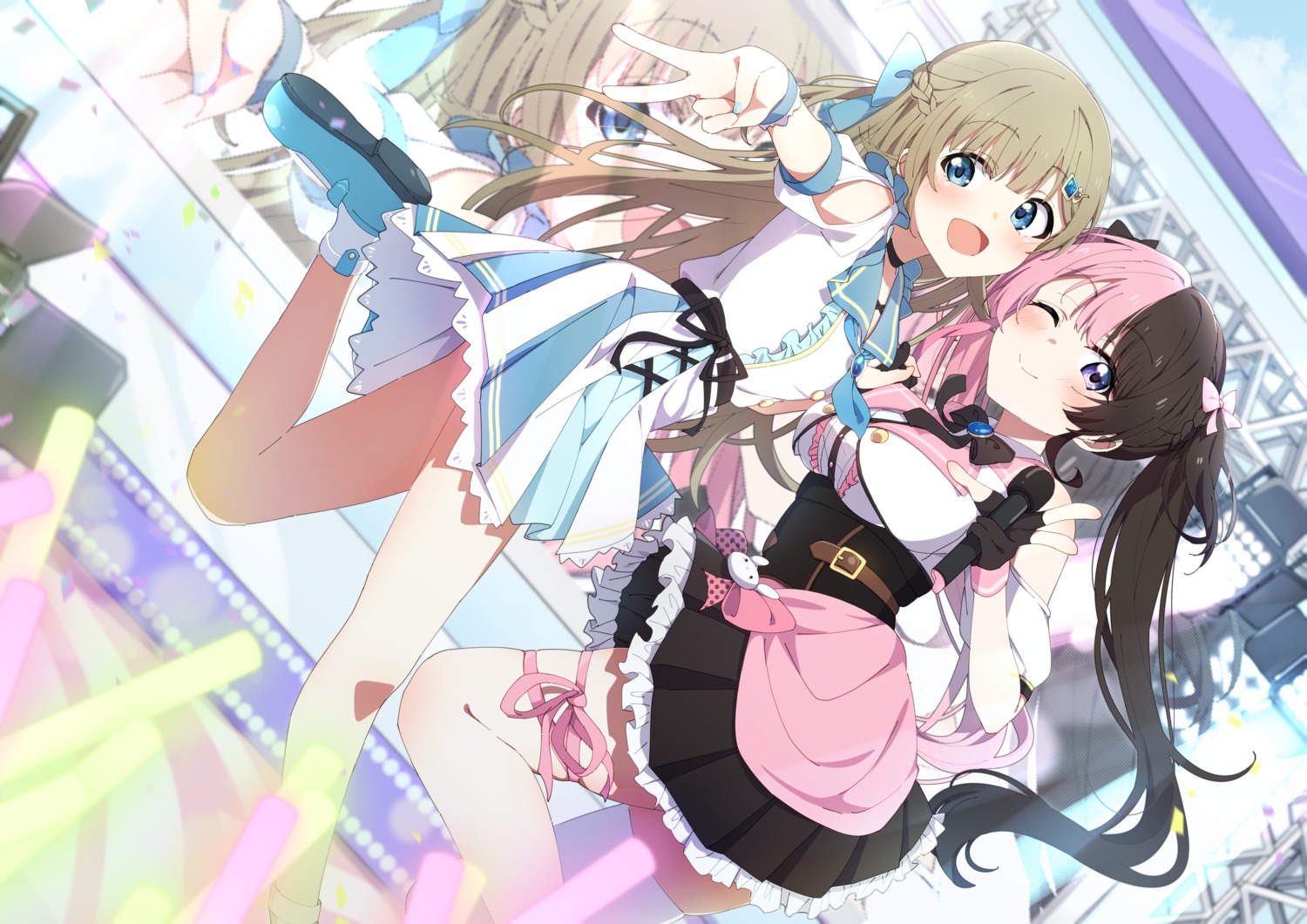 cattleya_regina_games garter hanabusa_lisa iris_black_games reikakrzk skirt_lift tachibana_hinano uniform vspo!