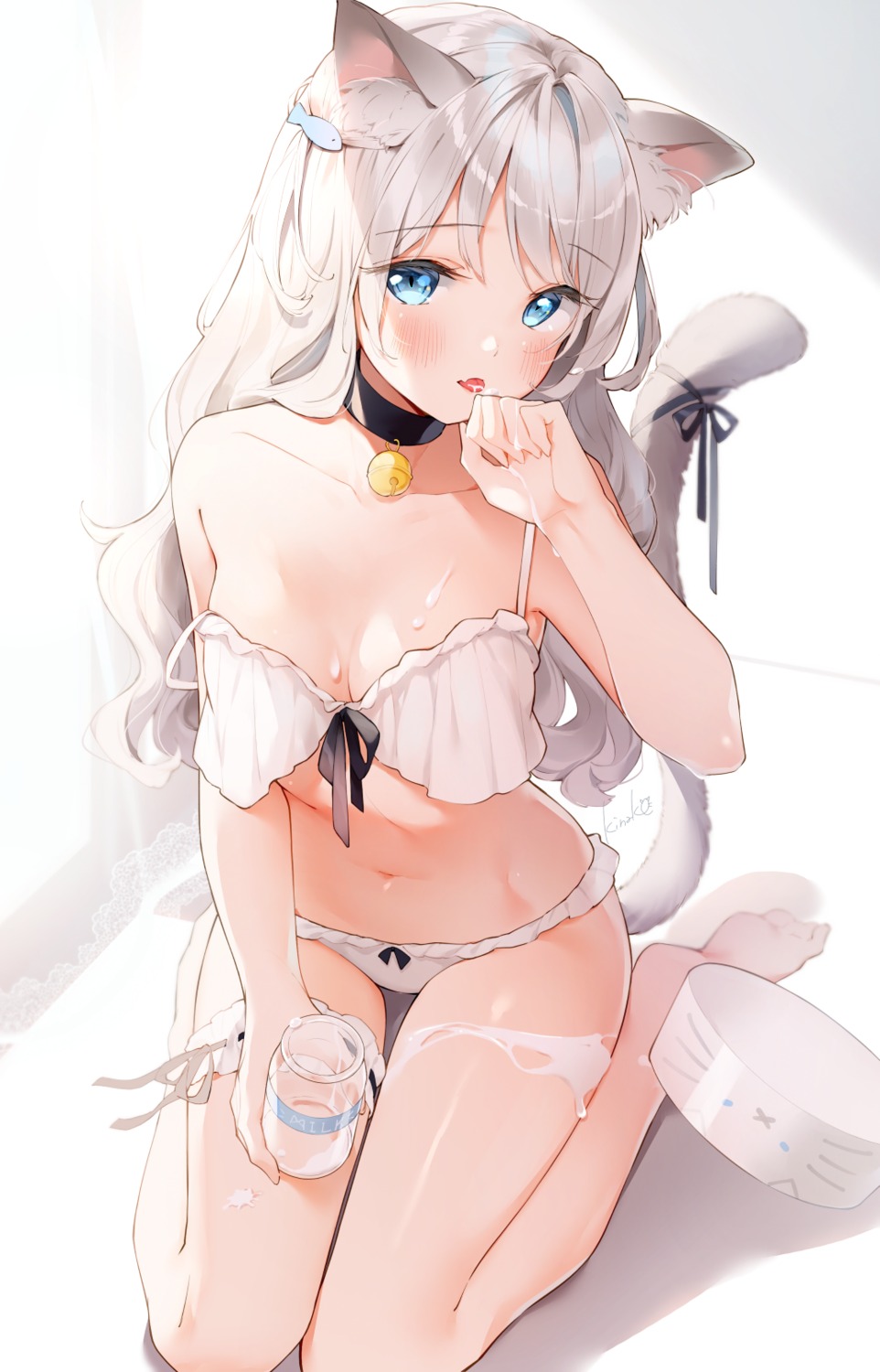 animal_ears bra cream kinako_(shiratama_mochi) nekomimi pantsu tail