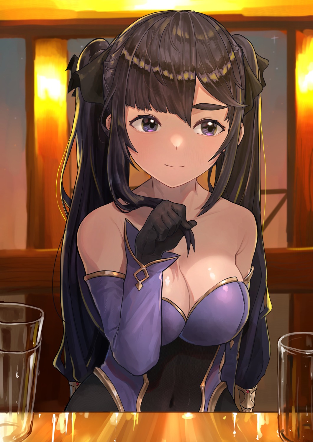 cleavage eungi genshin_impact mona_megistus no_bra